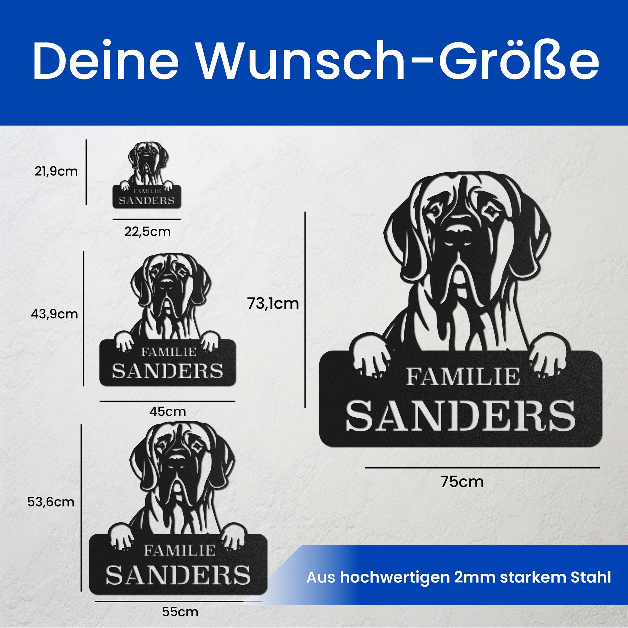 Hund auf Schild