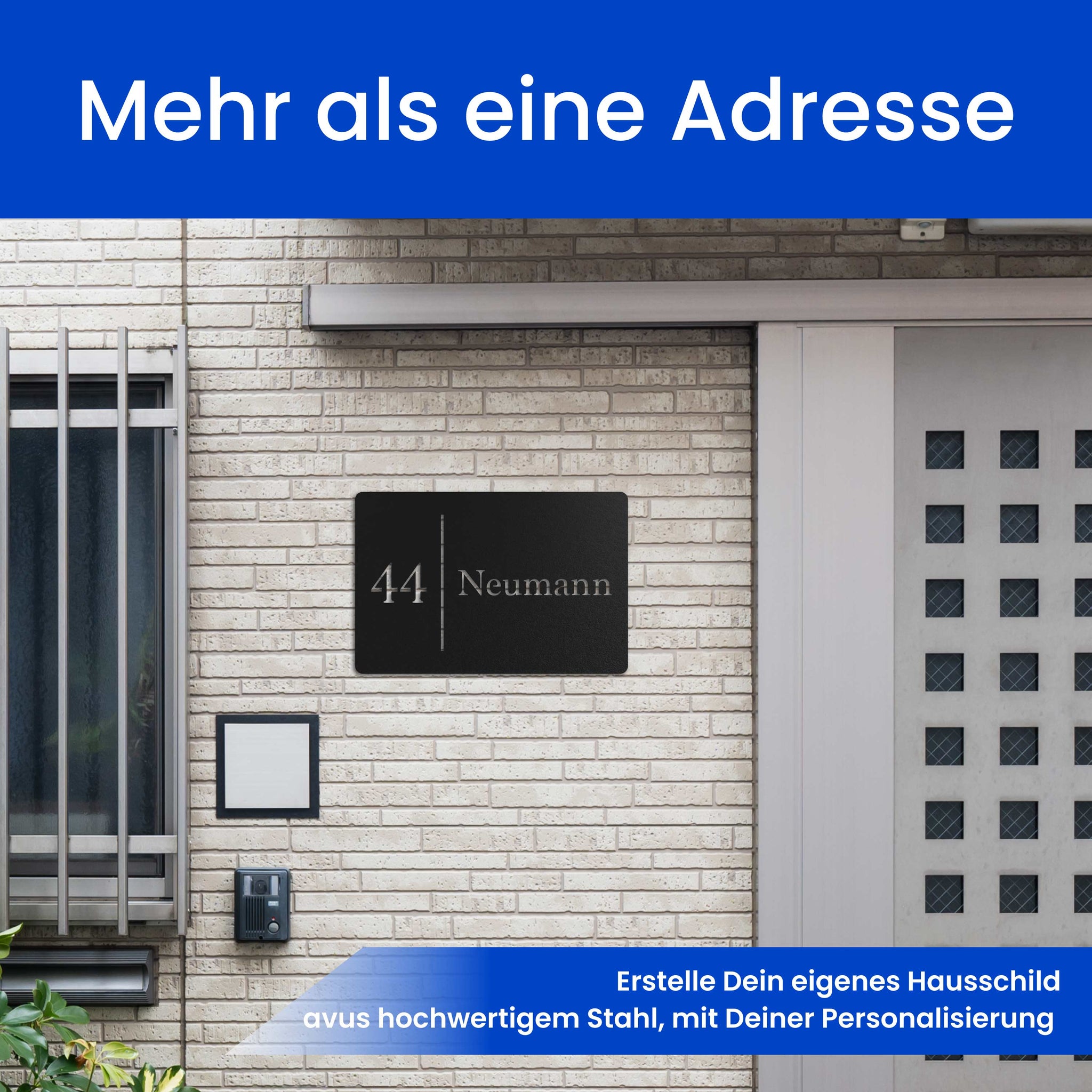 Modernes Nummern und Namensschild