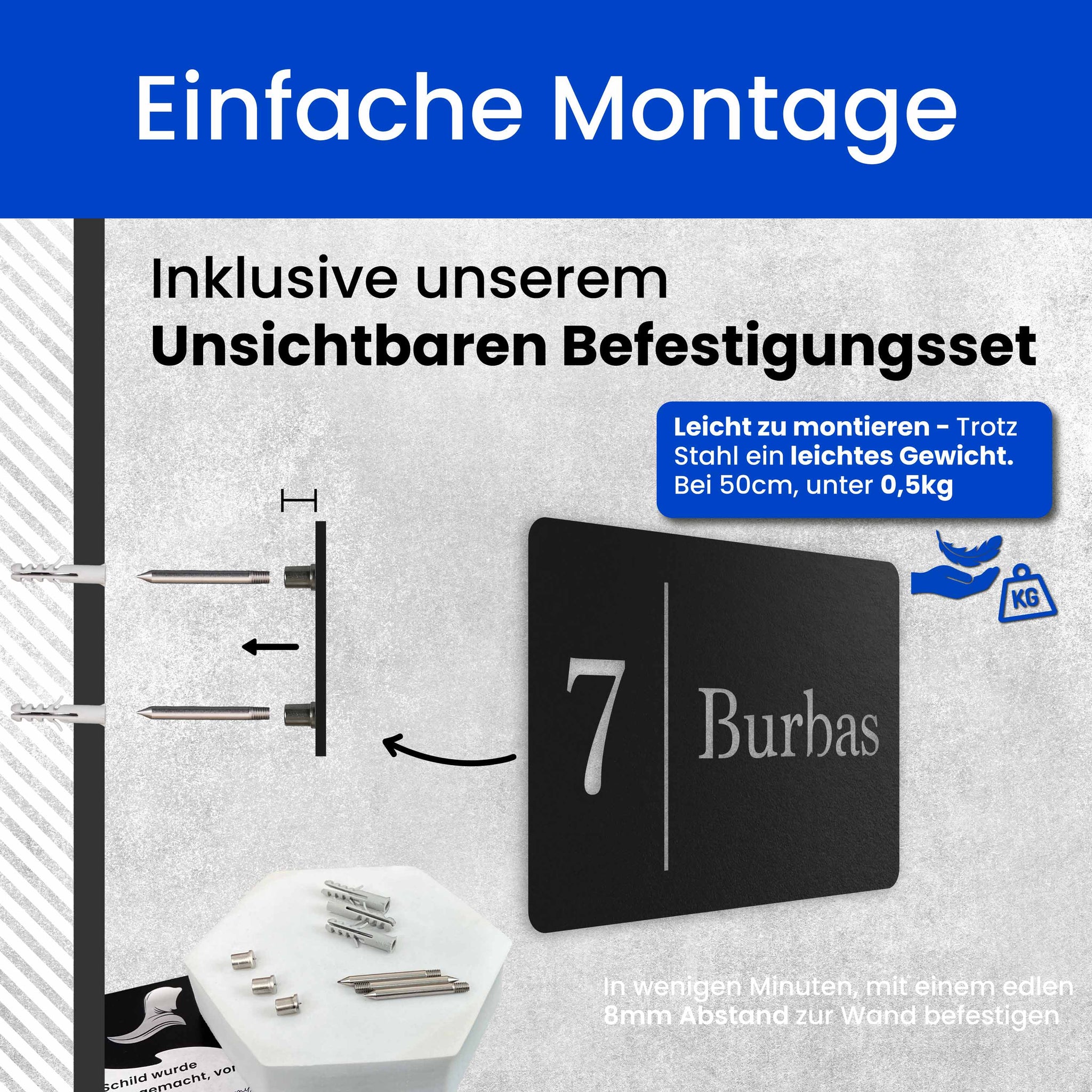 Modernes Nummern und Namensschild