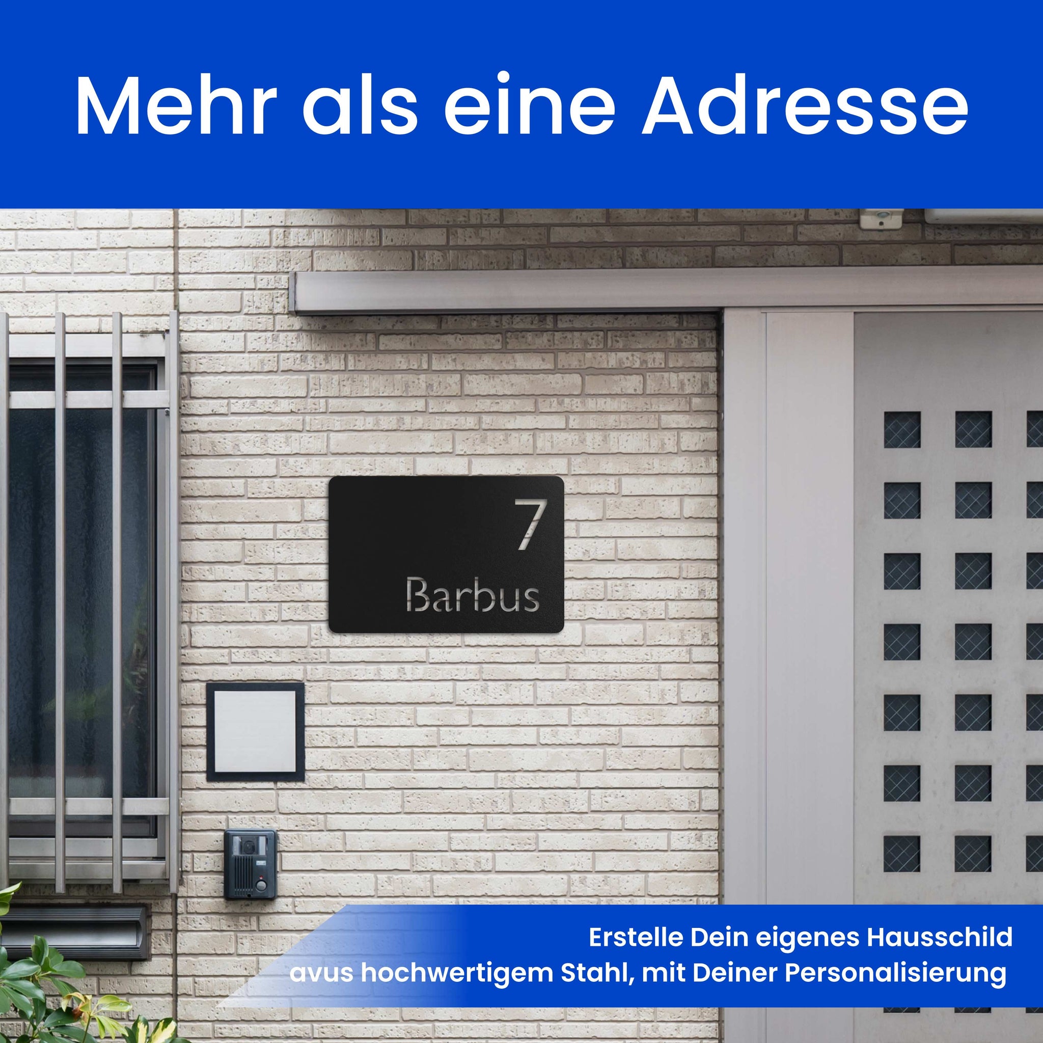 Moderne Nummer- und Namensschild
