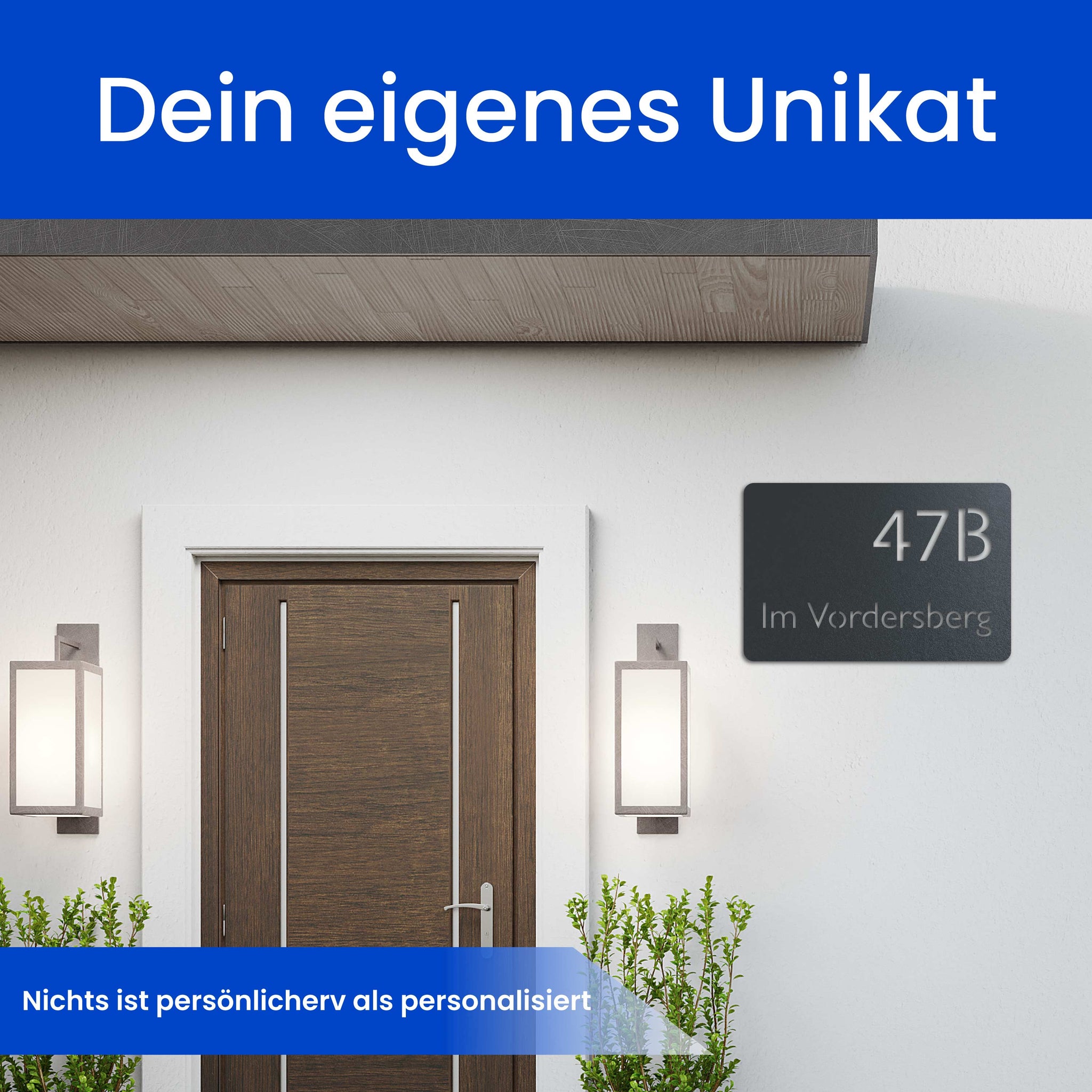 Moderne Nummer- und Namensschild