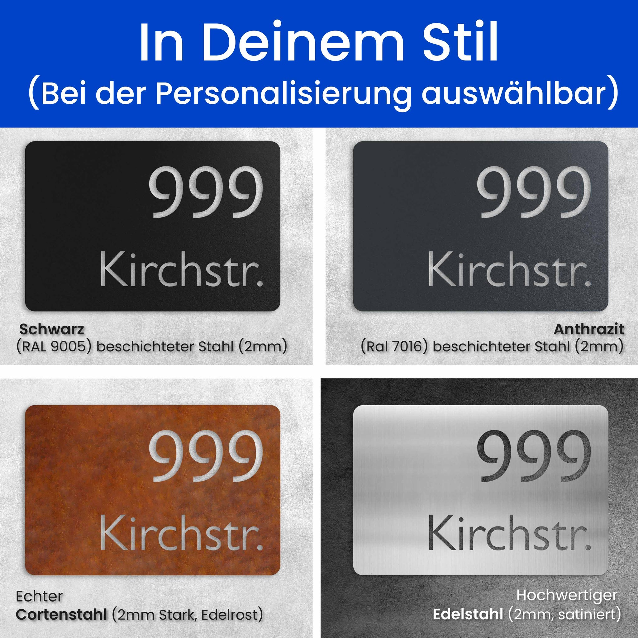 Moderne Nummer- und Namensschild