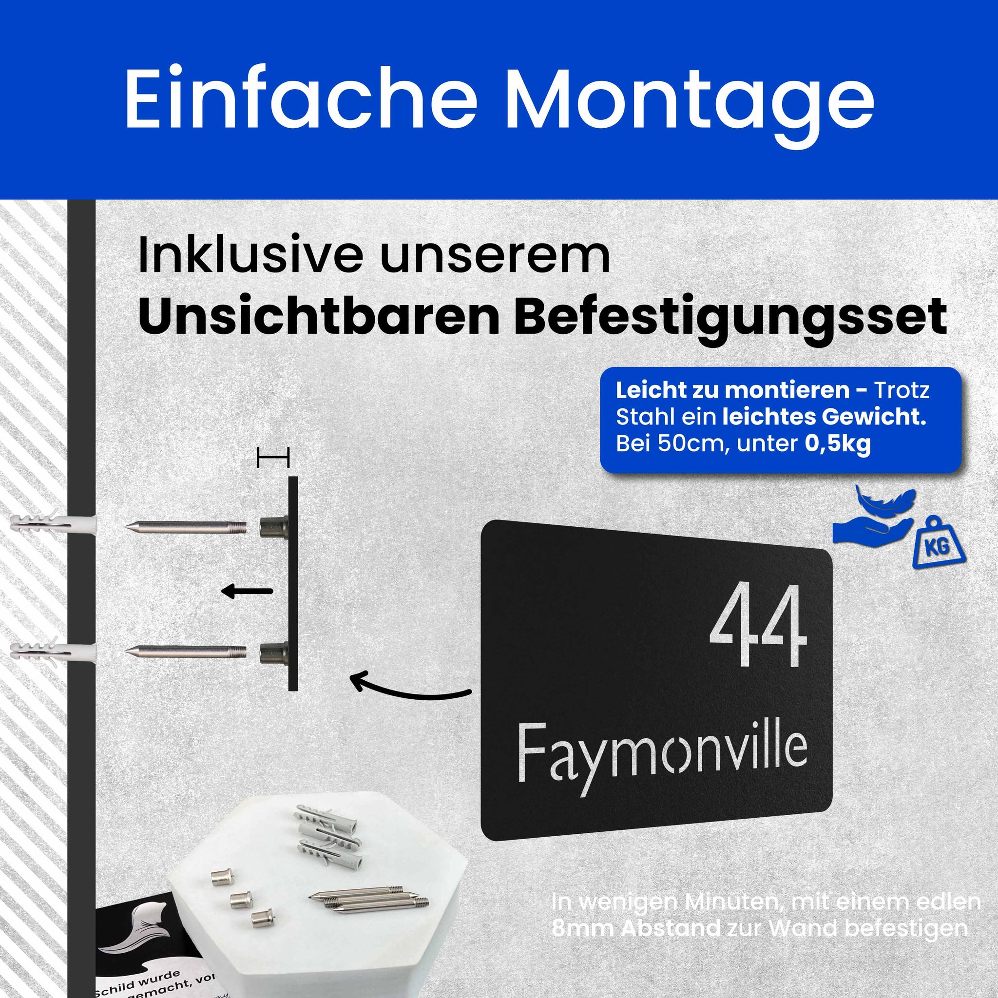 Moderne Nummer- und Namensschild
