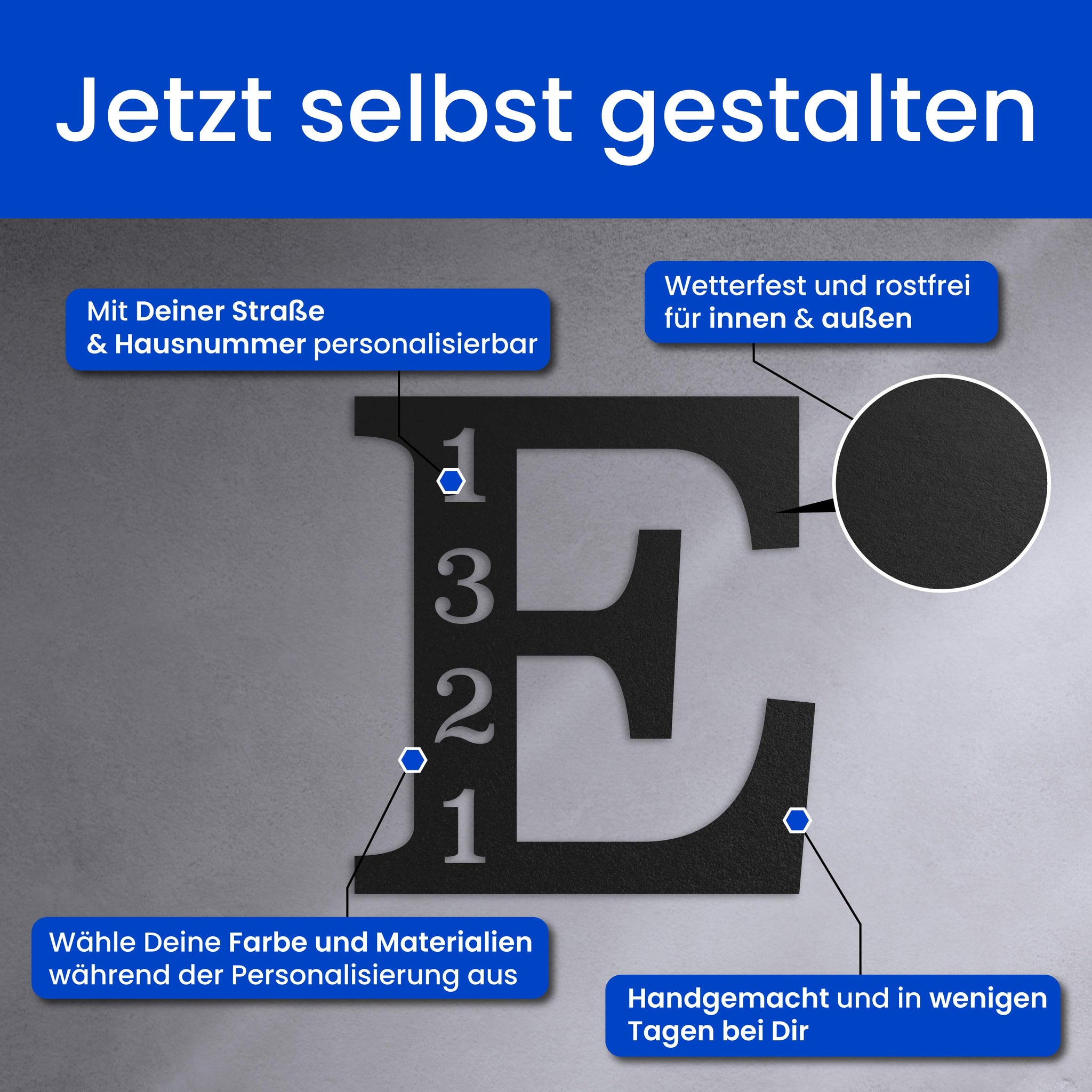 Traditioneller Buchstabe mit Hausnummer