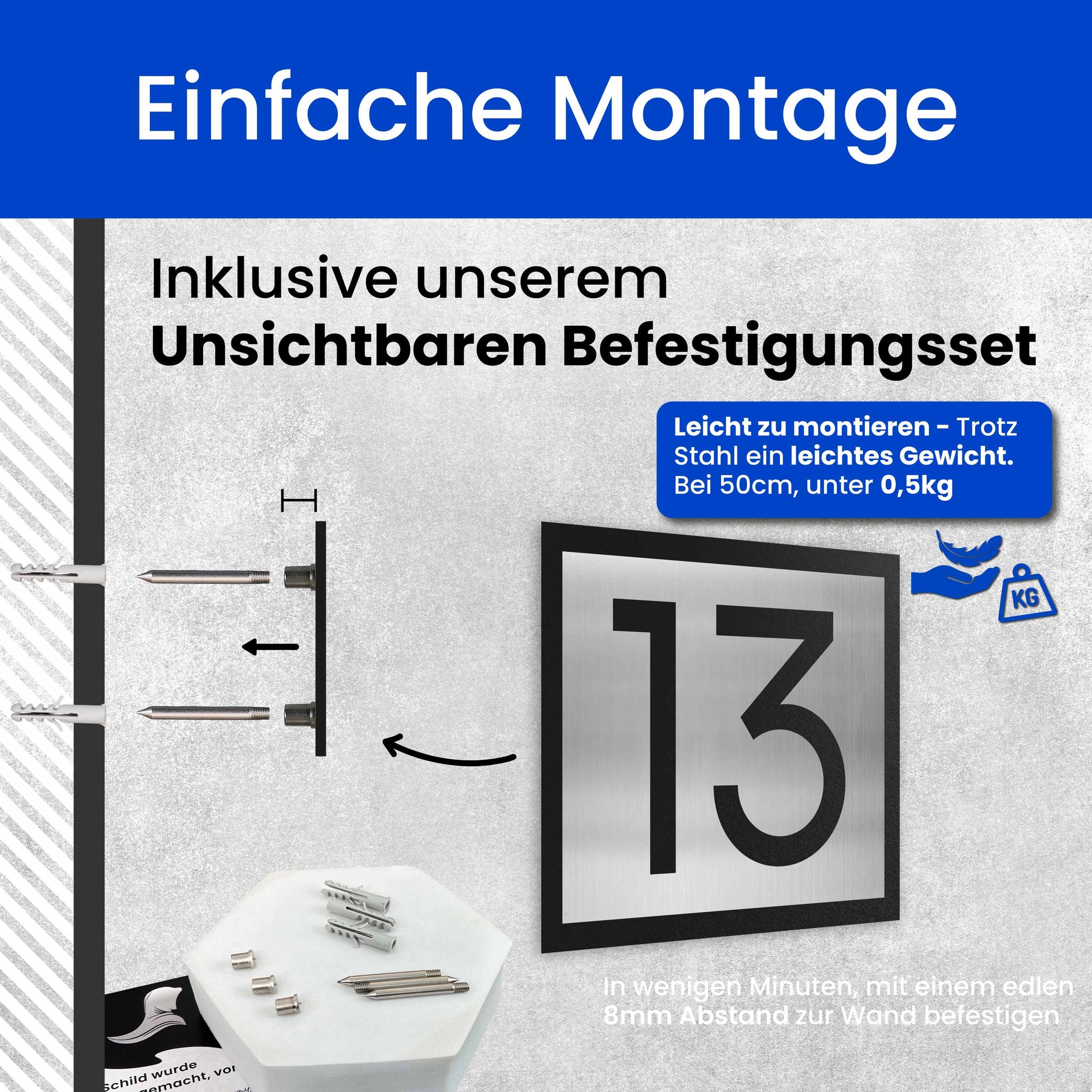 Klassische, zwei-schichtige Hausnummer