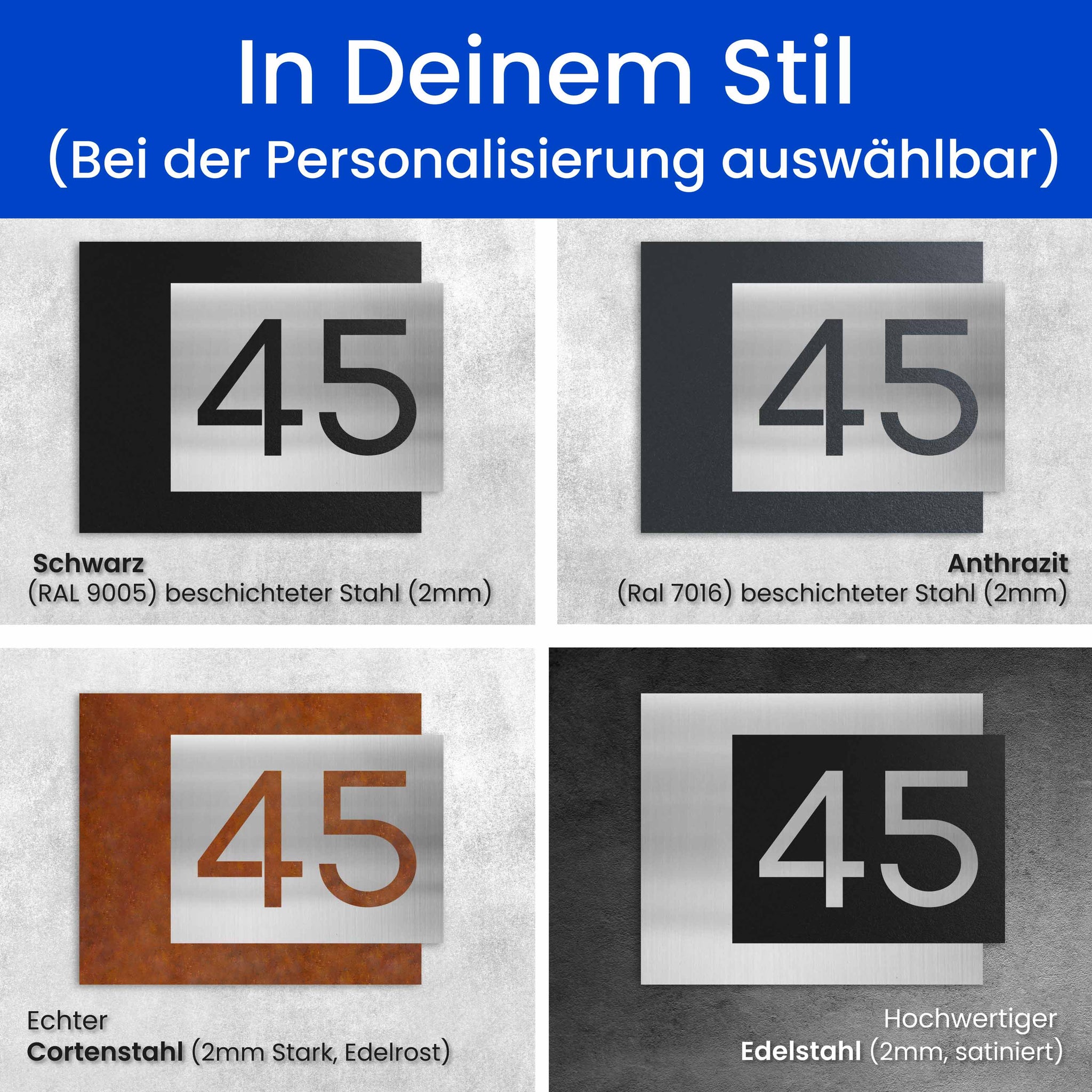 Raffinierte, zwei-schichtige Hausnummer