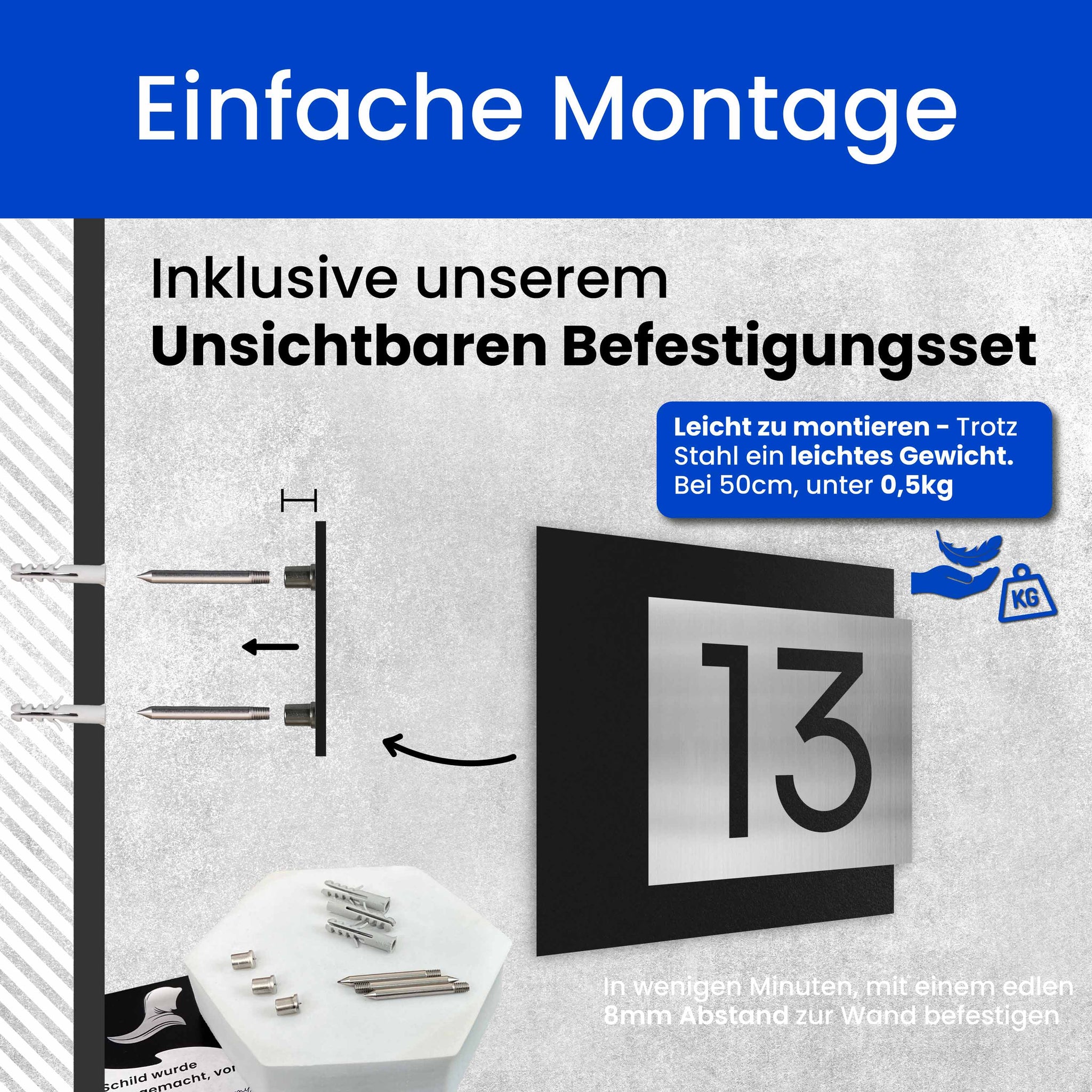 Raffinierte, zwei-schichtige Hausnummer