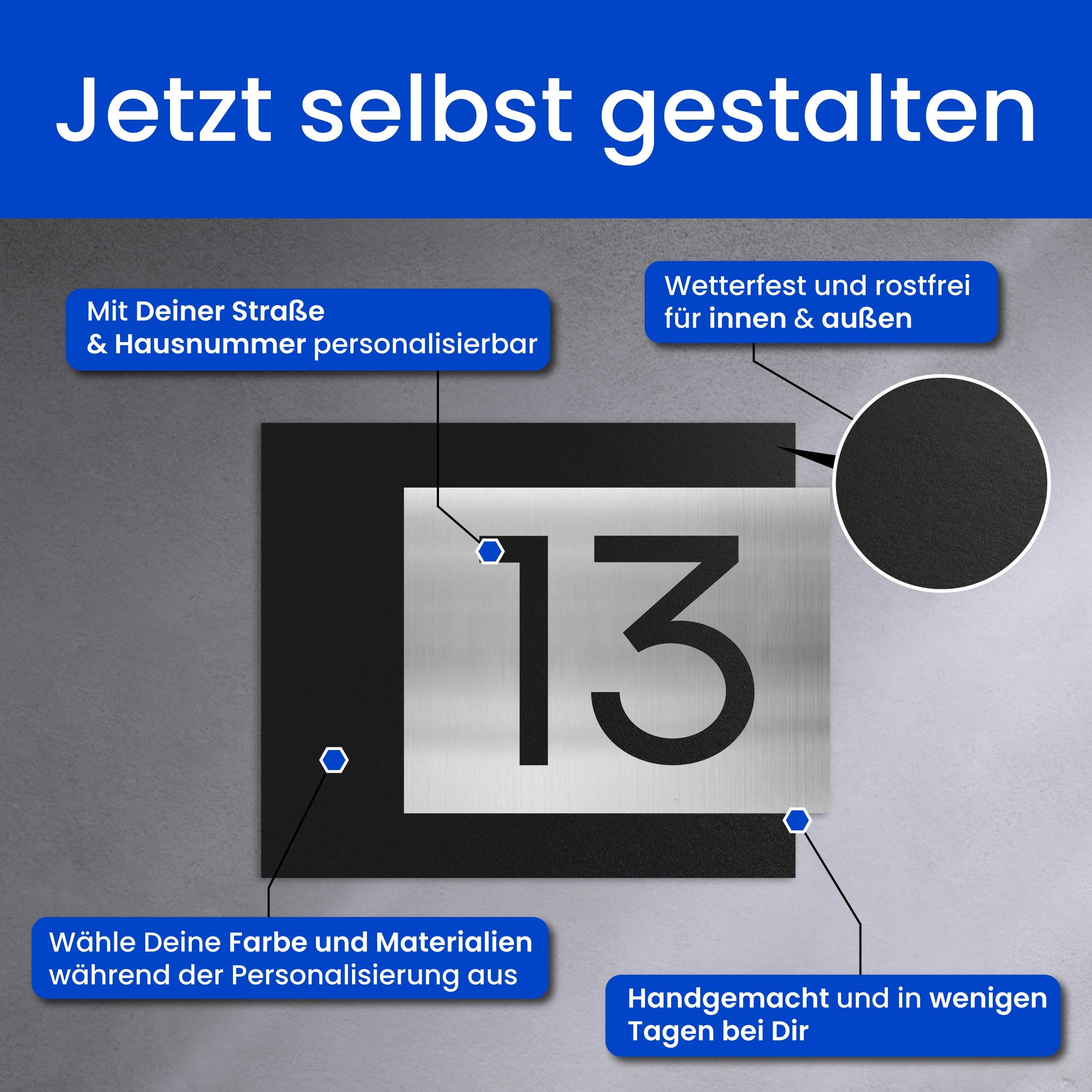 Raffinierte, zwei-schichtige Hausnummer