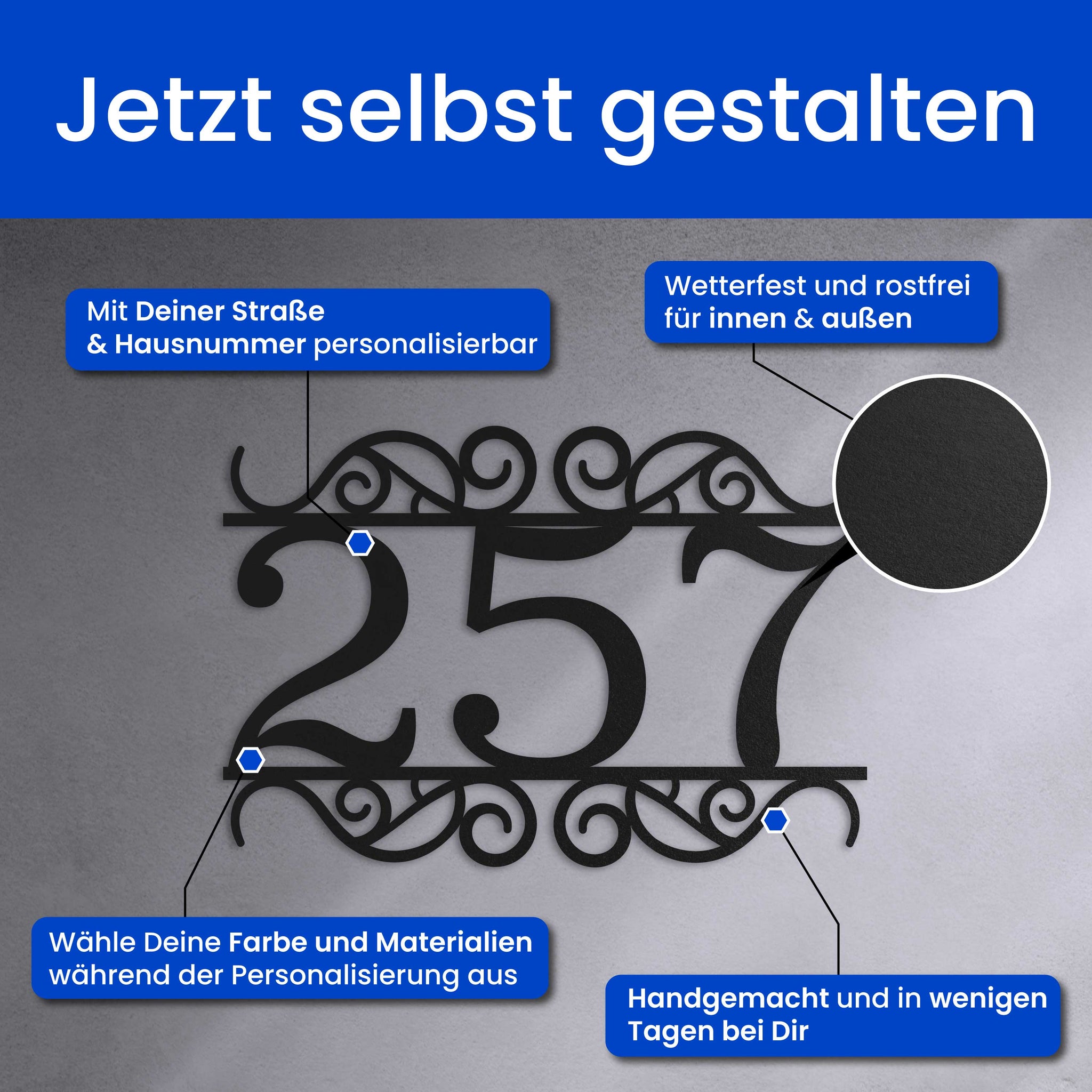 Hausnummer Verziert