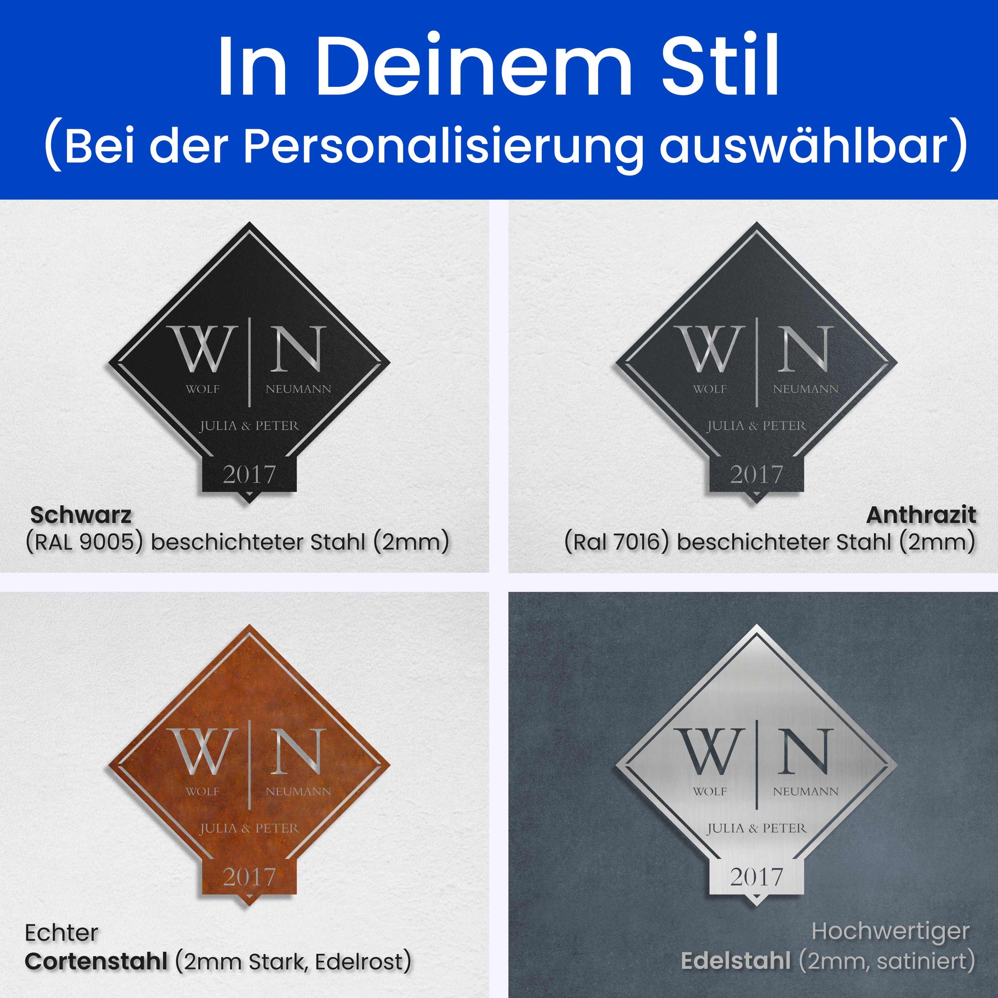 Doppel Monogramm im Schild