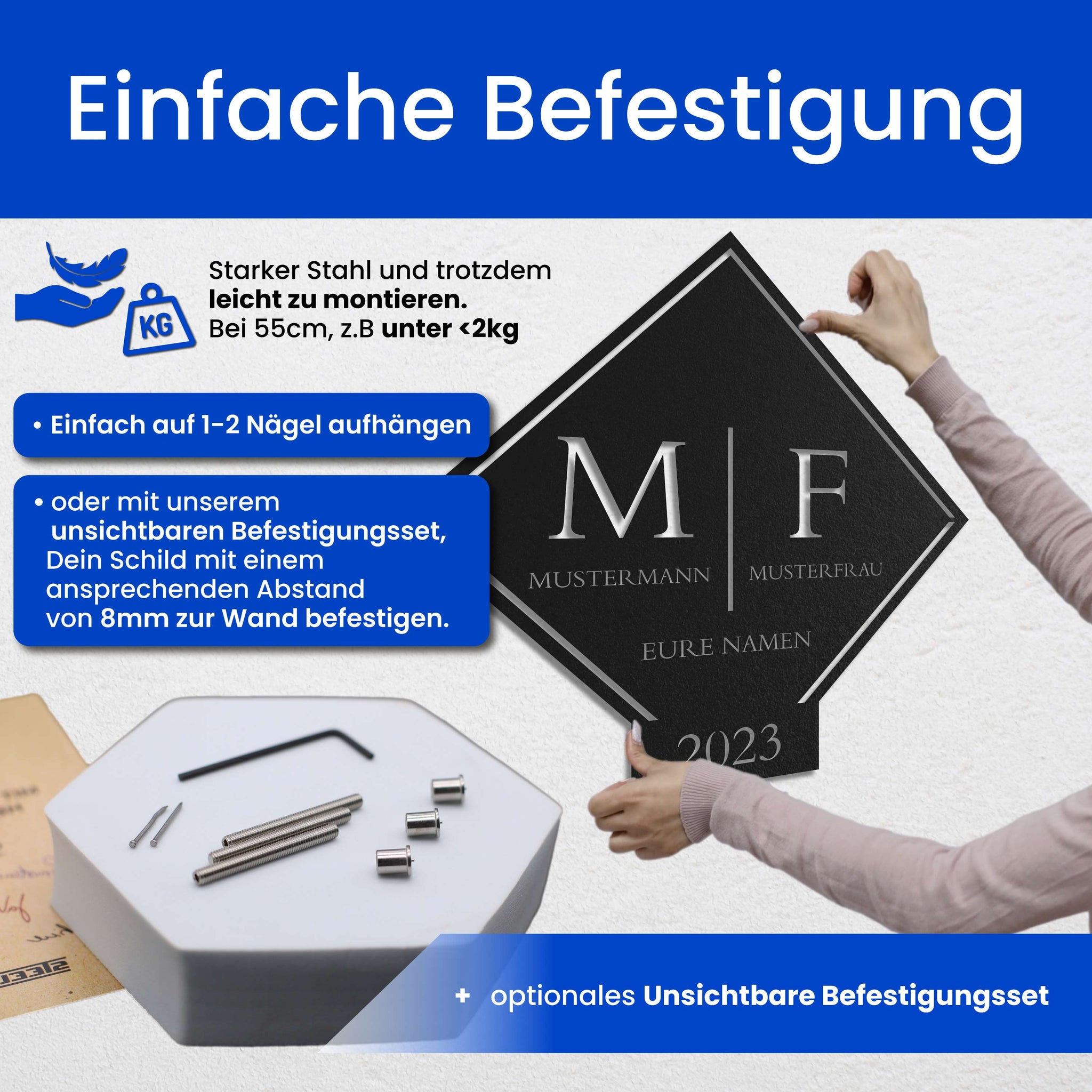 Doppel Monogramm im Schild