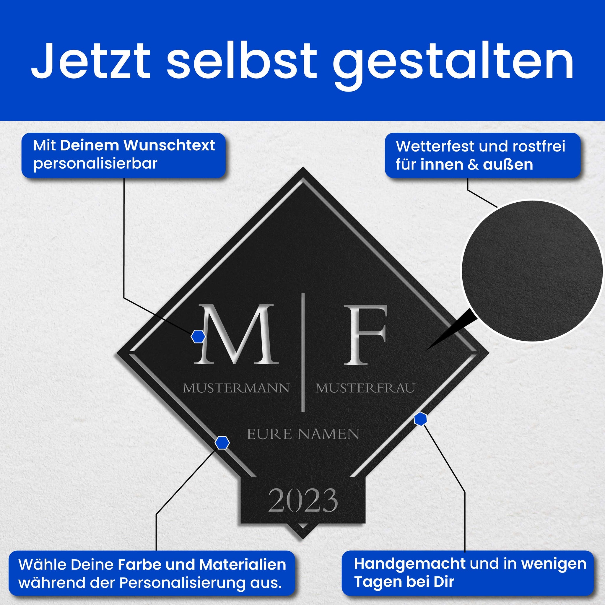Doppel Monogramm im Schild