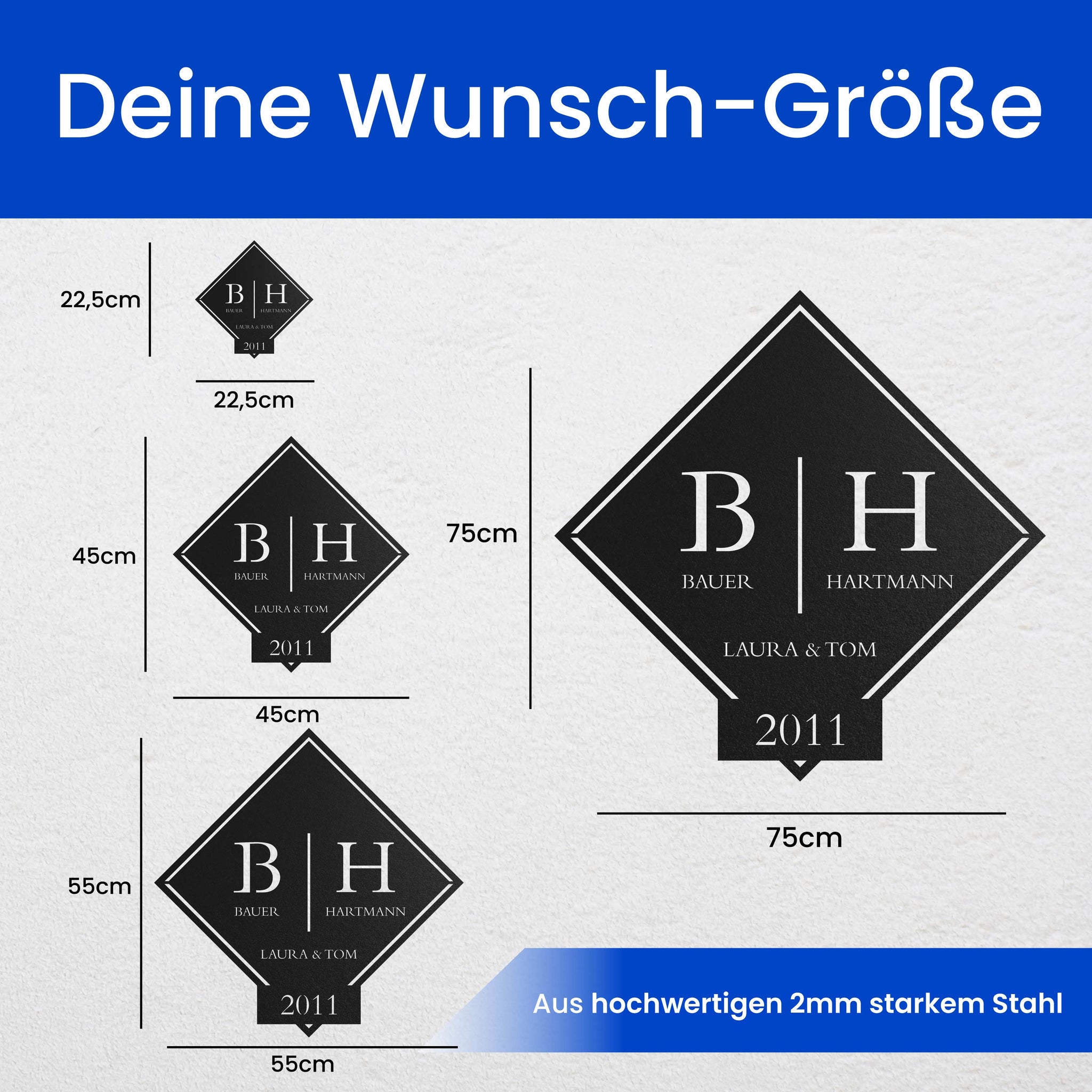 Doppel Monogramm im Schild