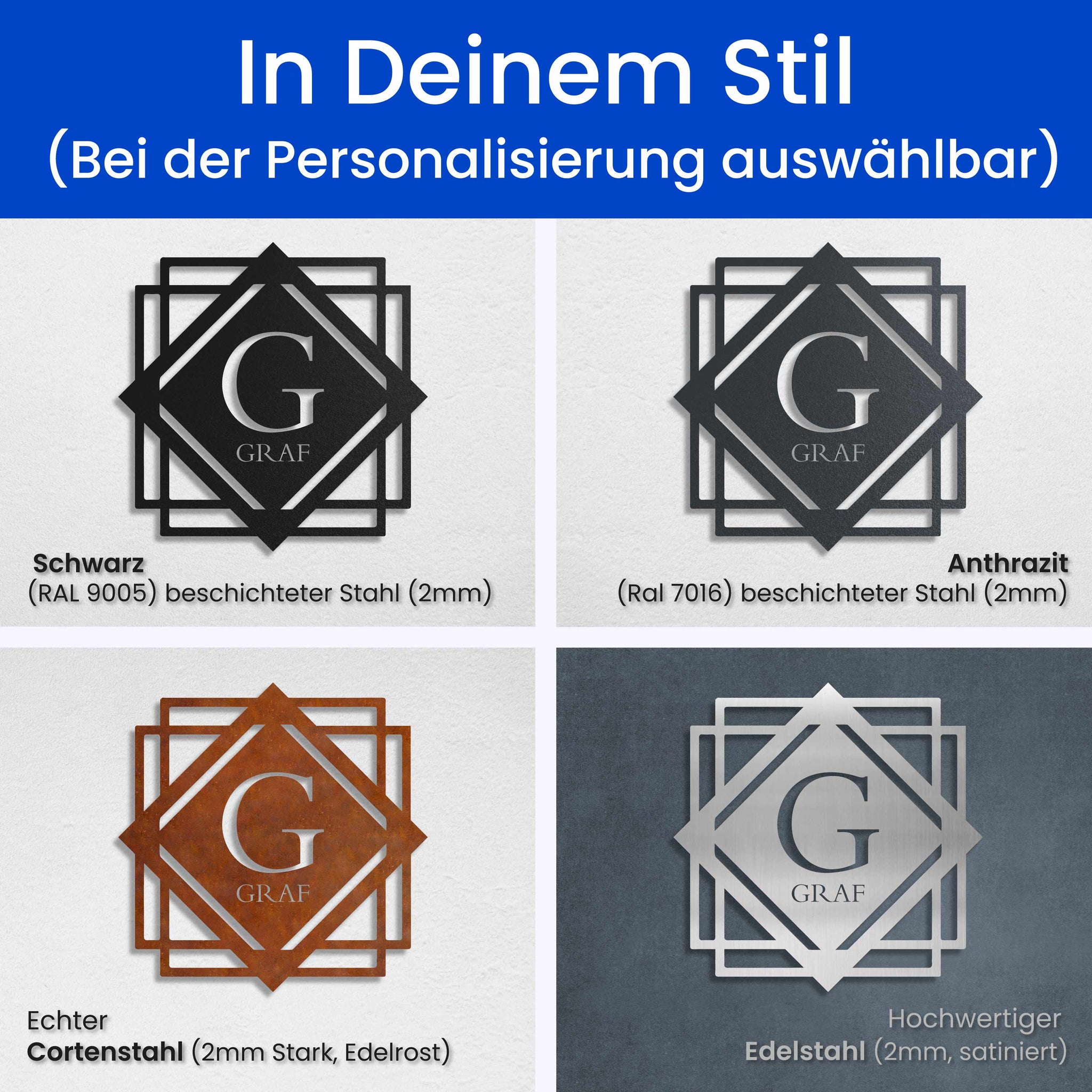 Monogramm im abstraktem Schild