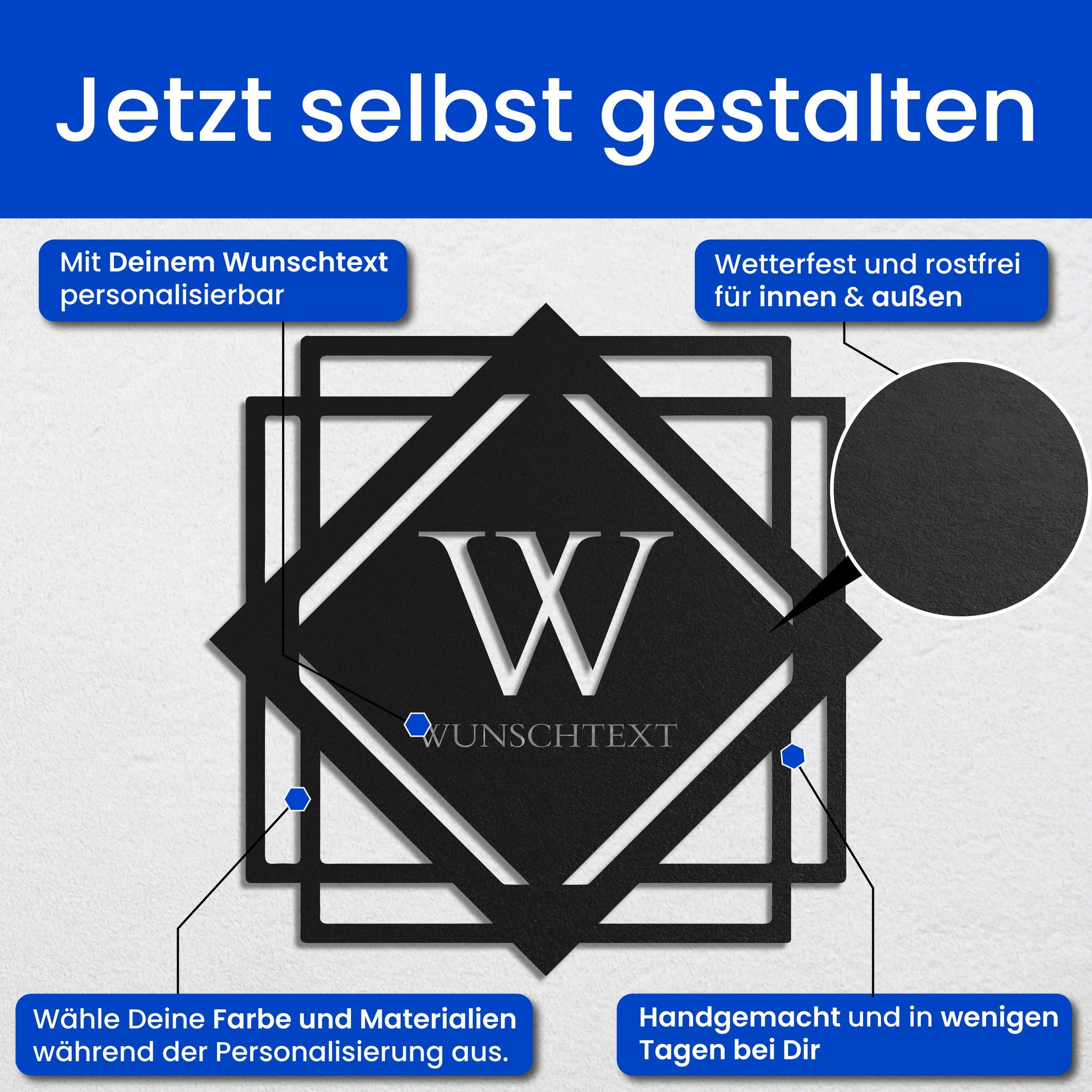 Monogramm im abstraktem Schild
