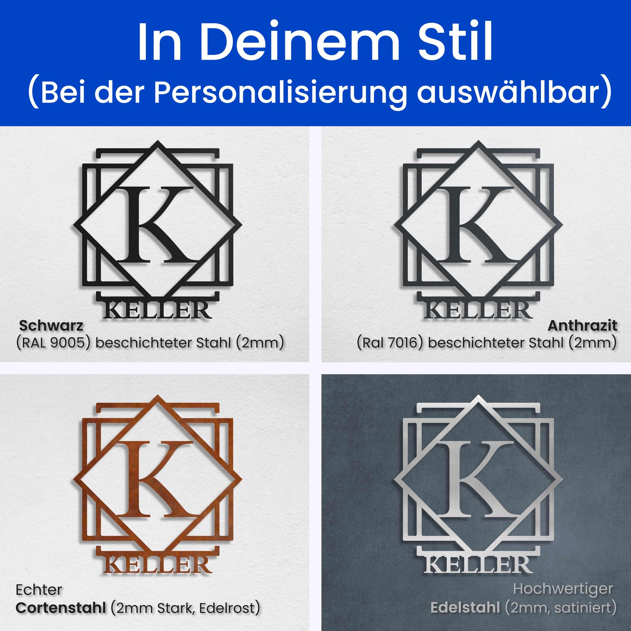 Monogramm im filigranen Schild