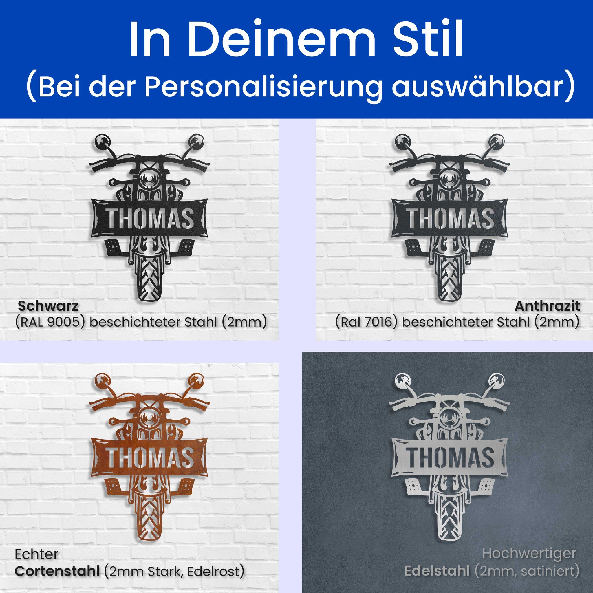 Motorrad mit Text (Vorne)