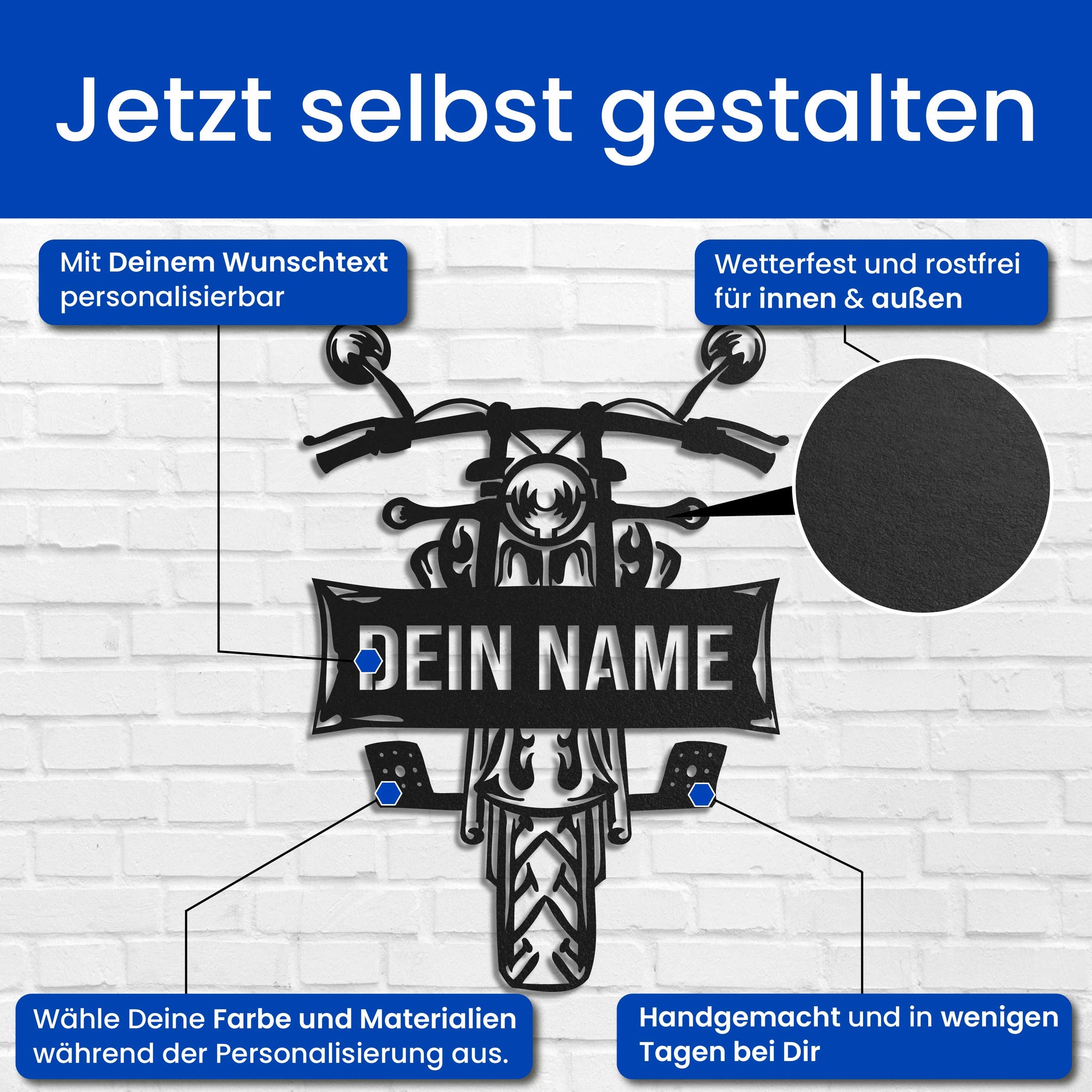 Motorrad mit Text (Vorne)