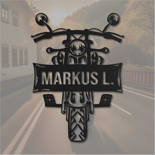 Motorrad mit Text (Vorne)