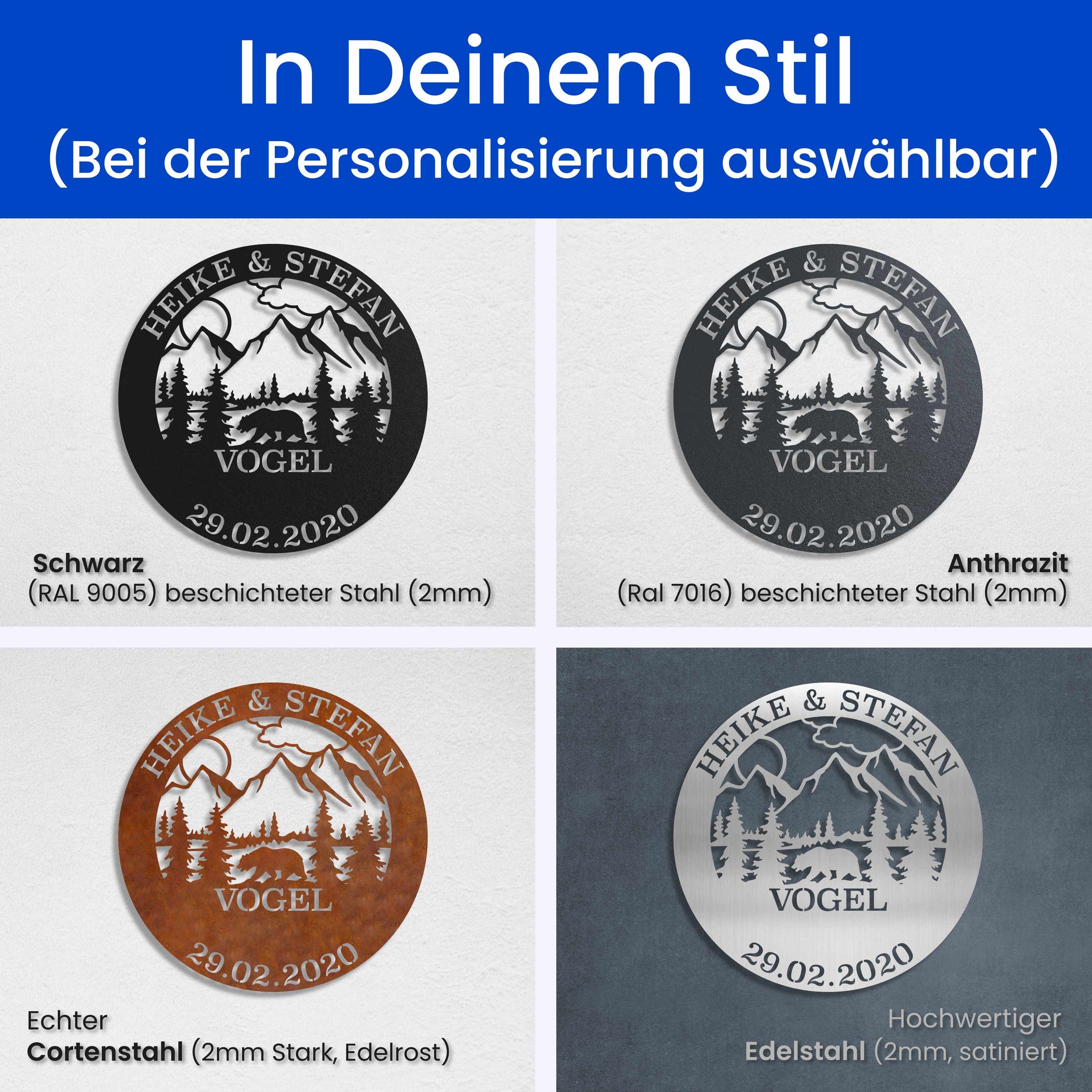 Familienschild Berge