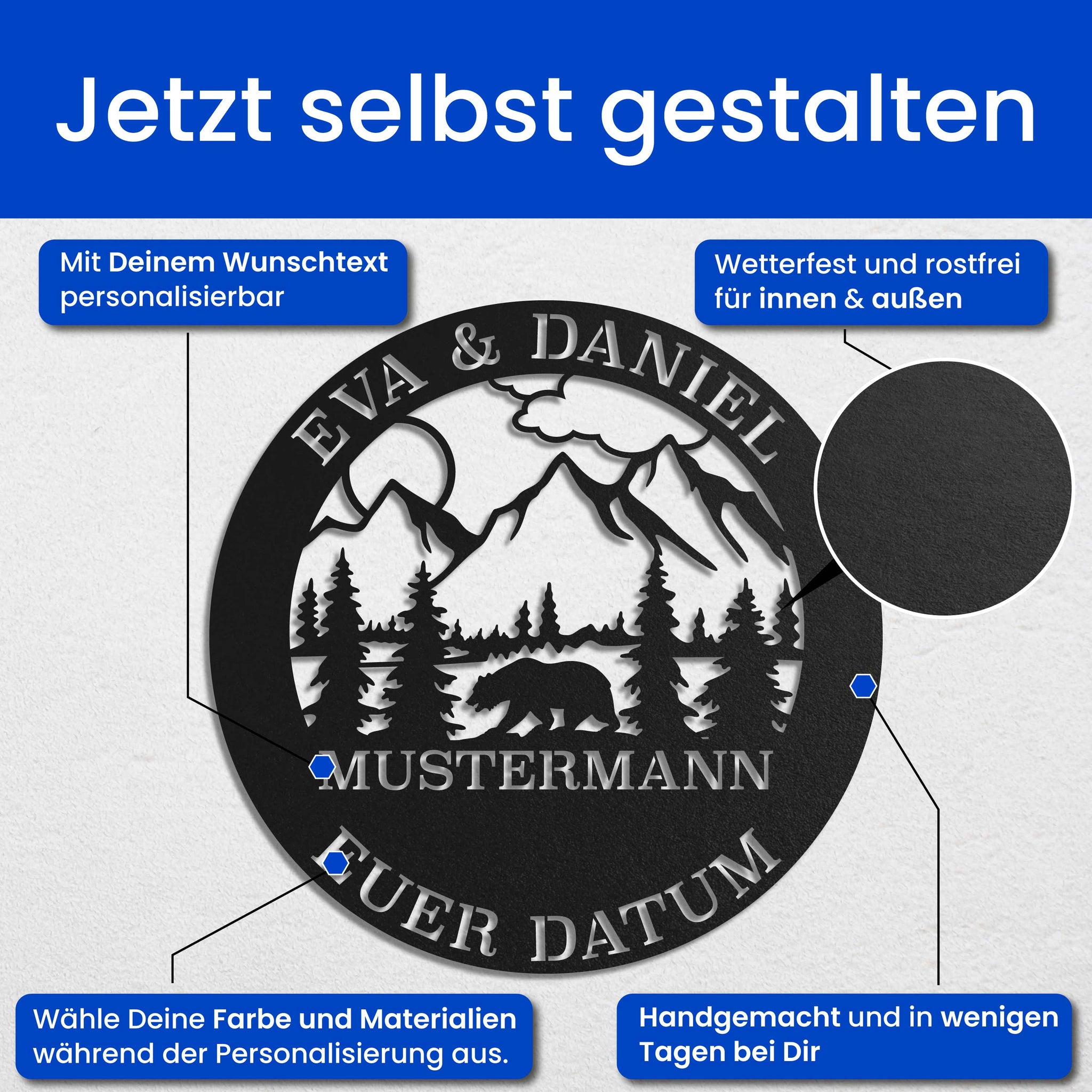 Familienschild Berge