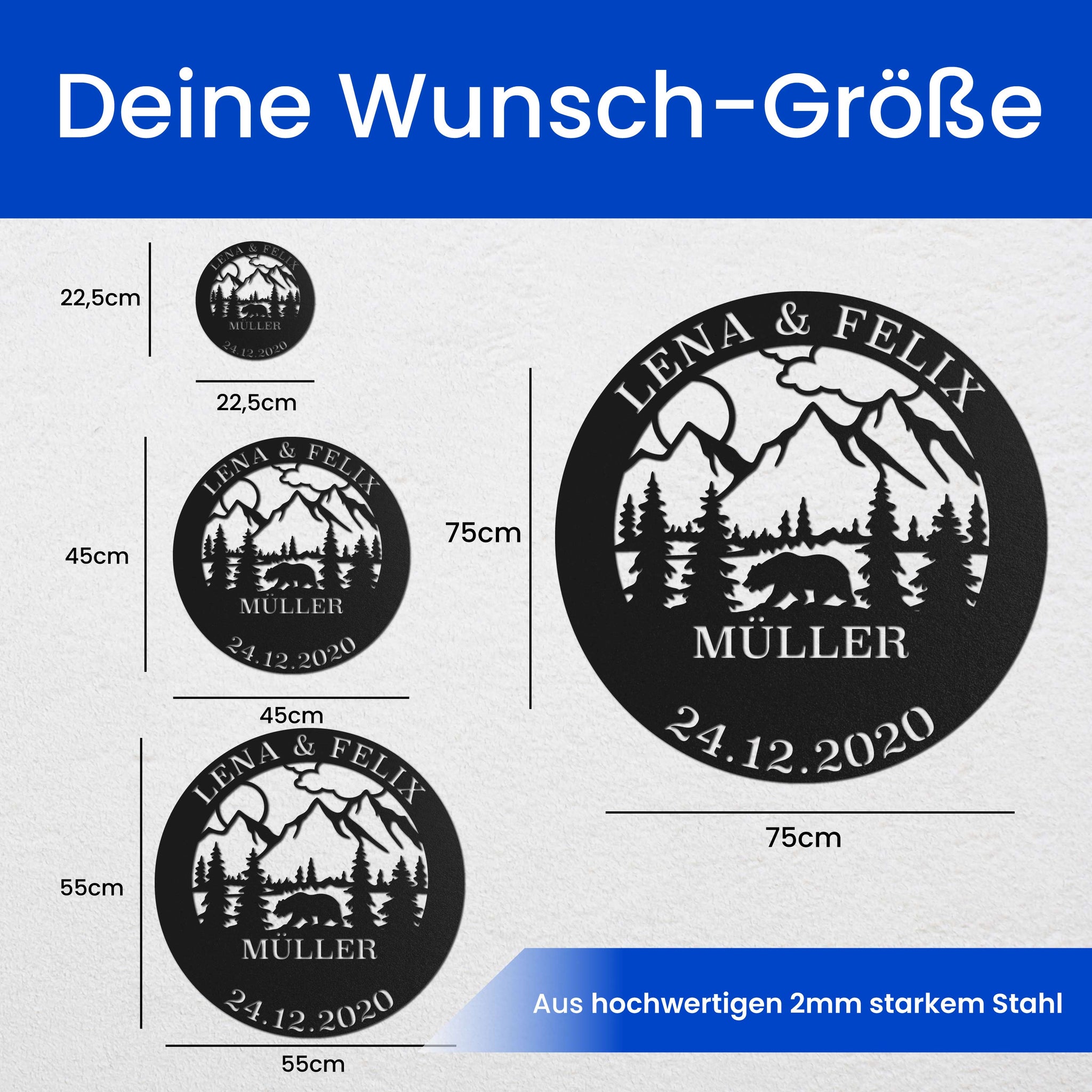 Familienschild Berge