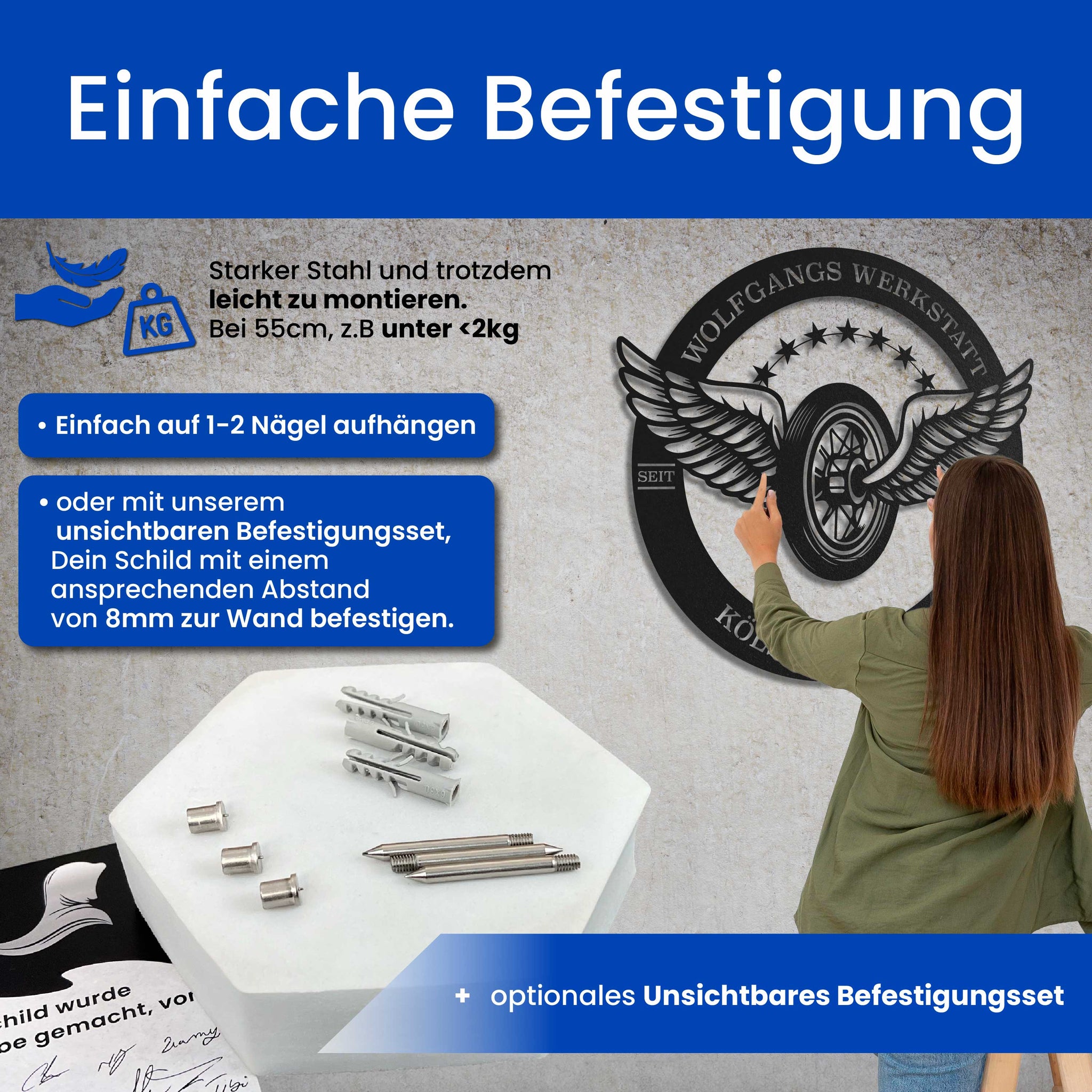 Garagenschild mit Flügeln