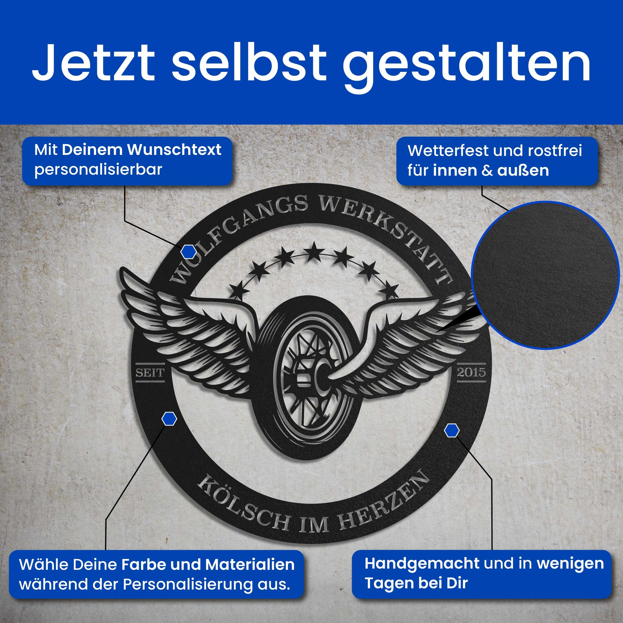Garagenschild mit Flügeln