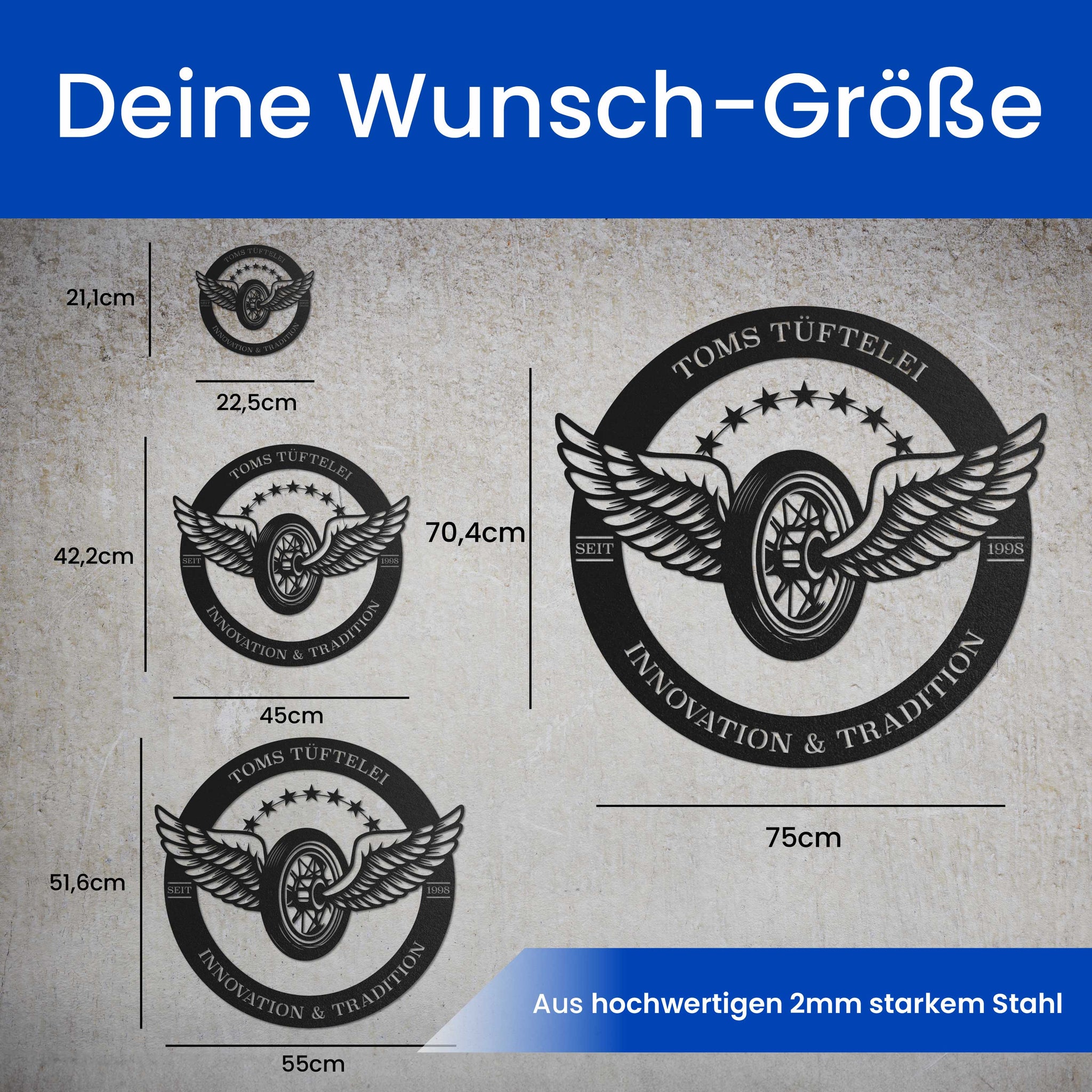 Garagenschild mit Flügeln