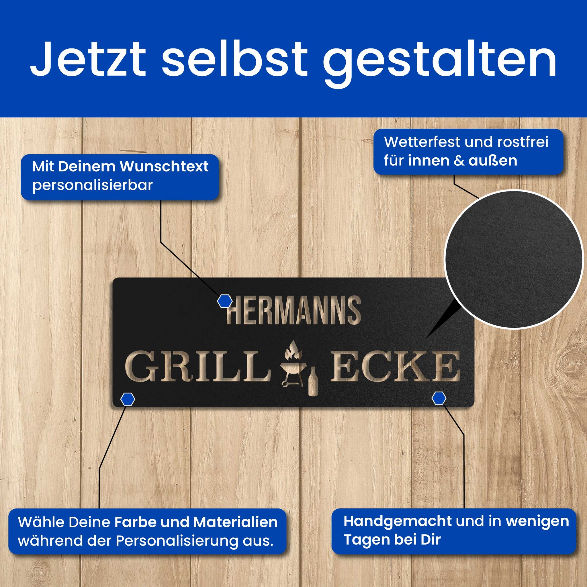 Modernes Grillschild
