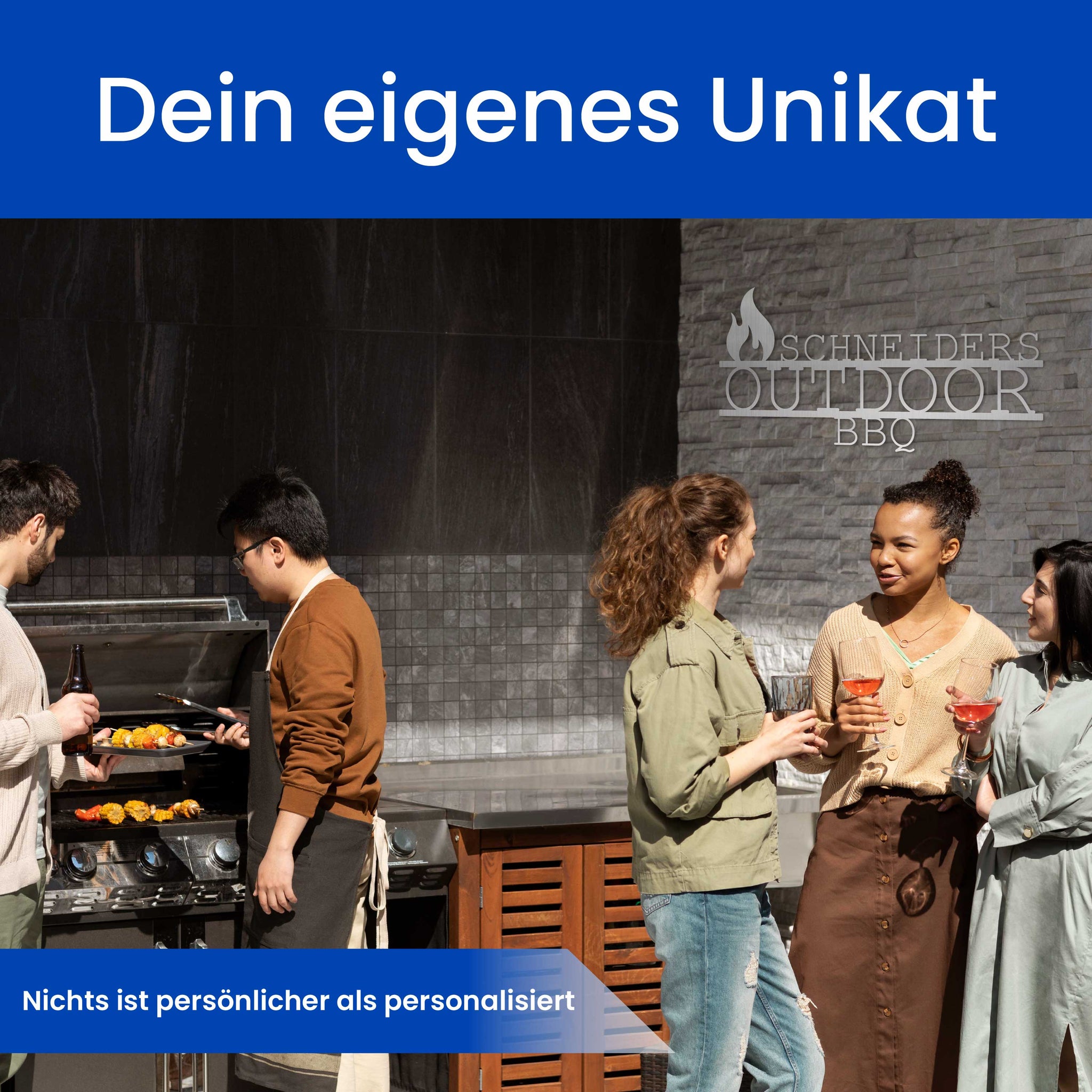 Modernes Garten und Grillschild