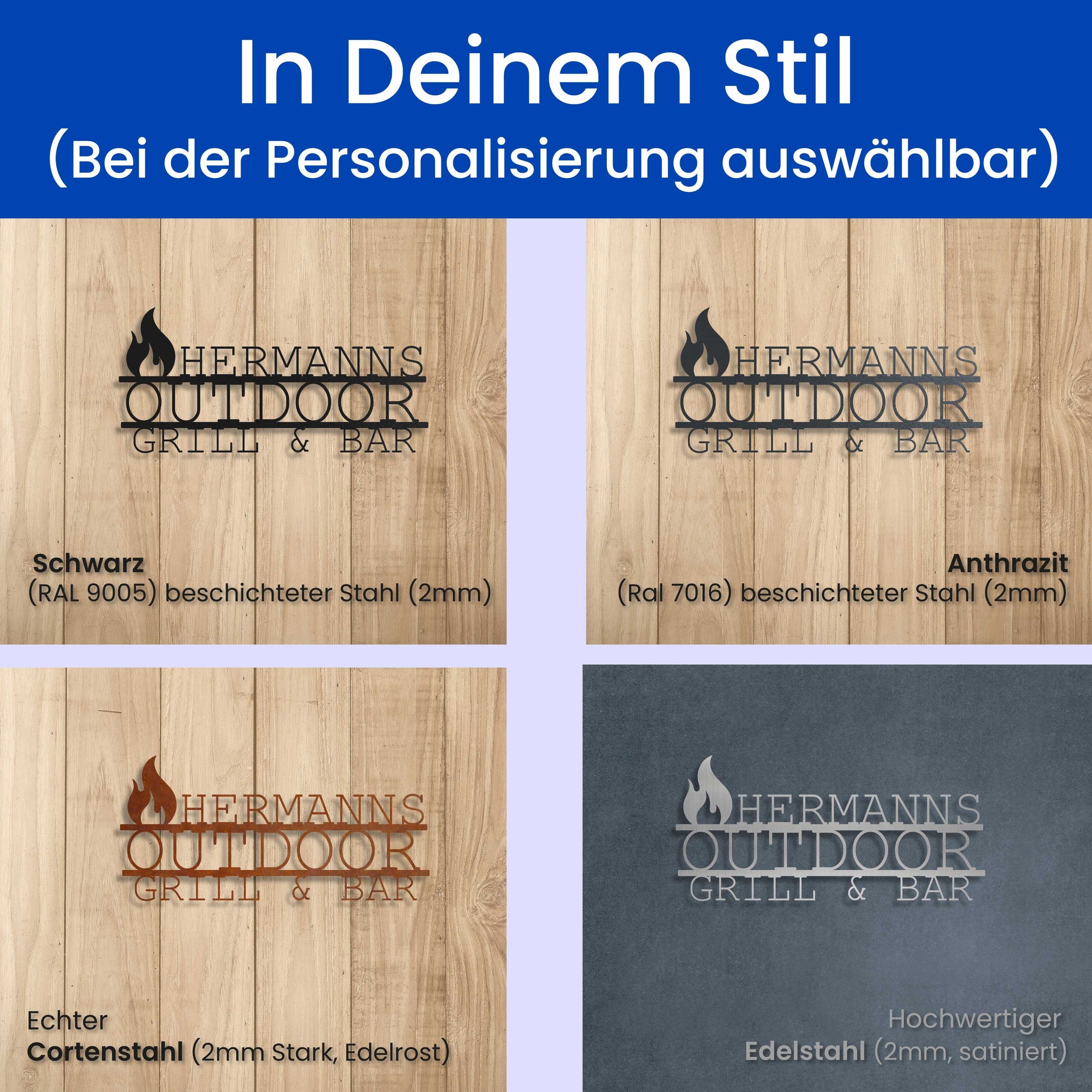 Modernes Garten und Grillschild