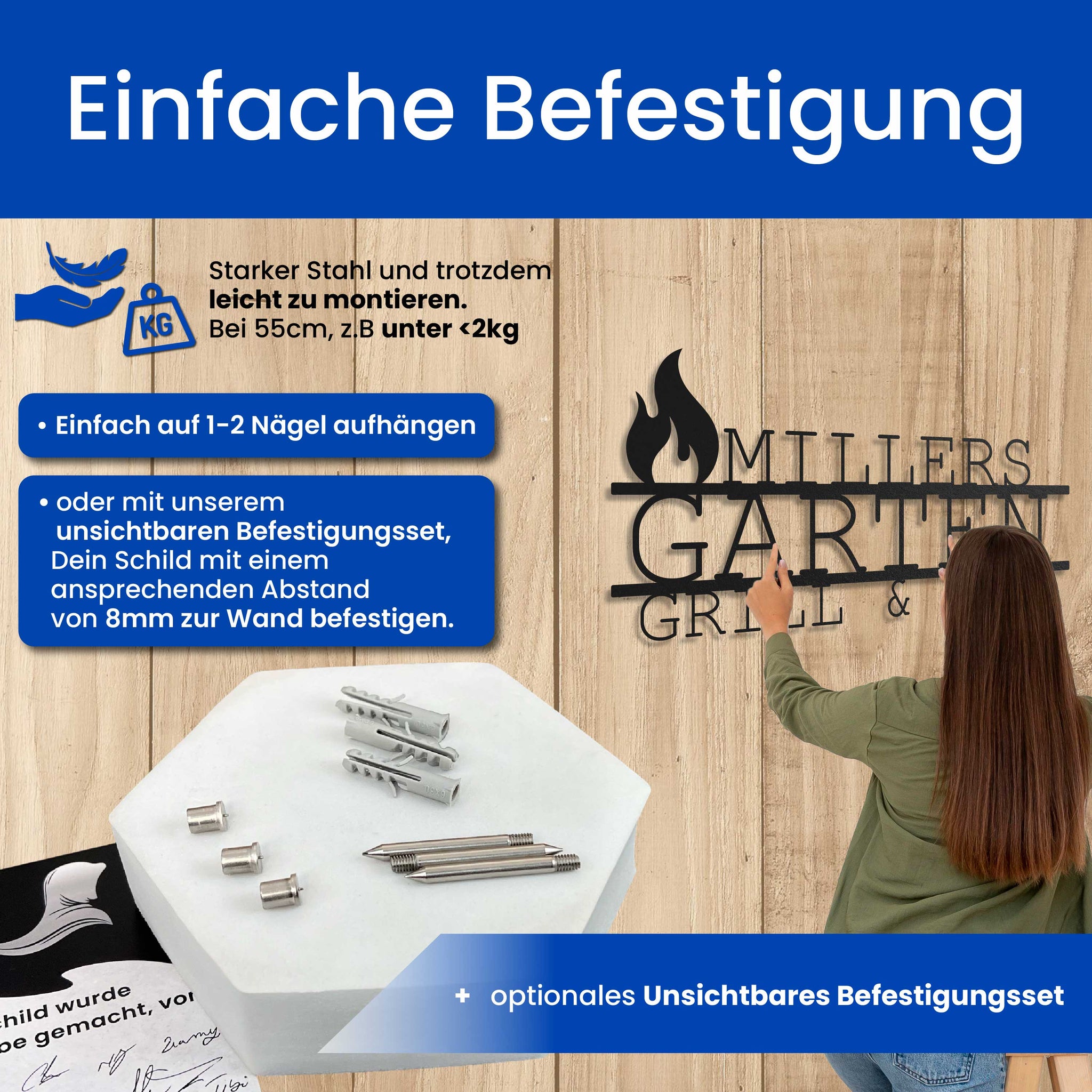 Modernes Garten und Grillschild