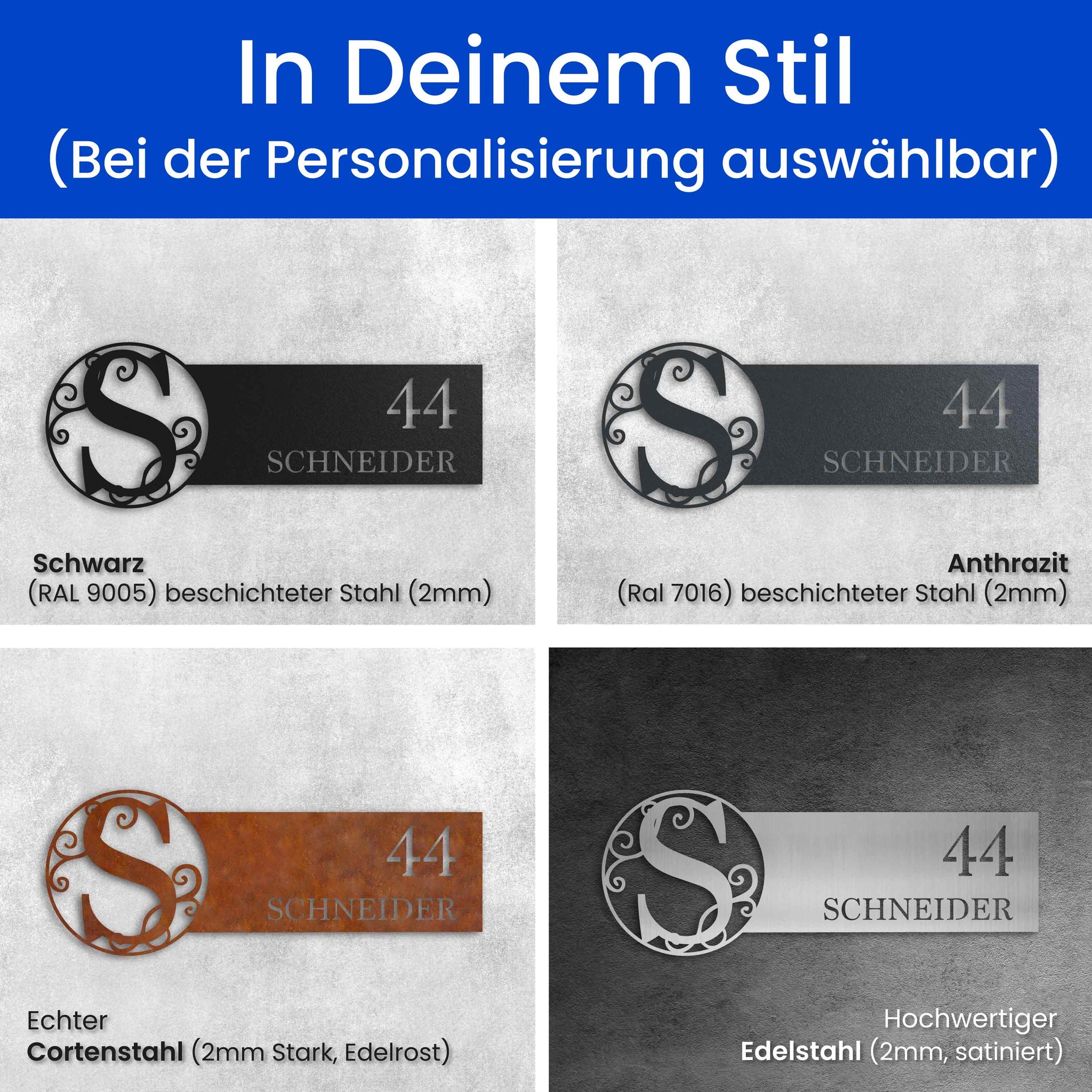 Monogramm Straßenschild