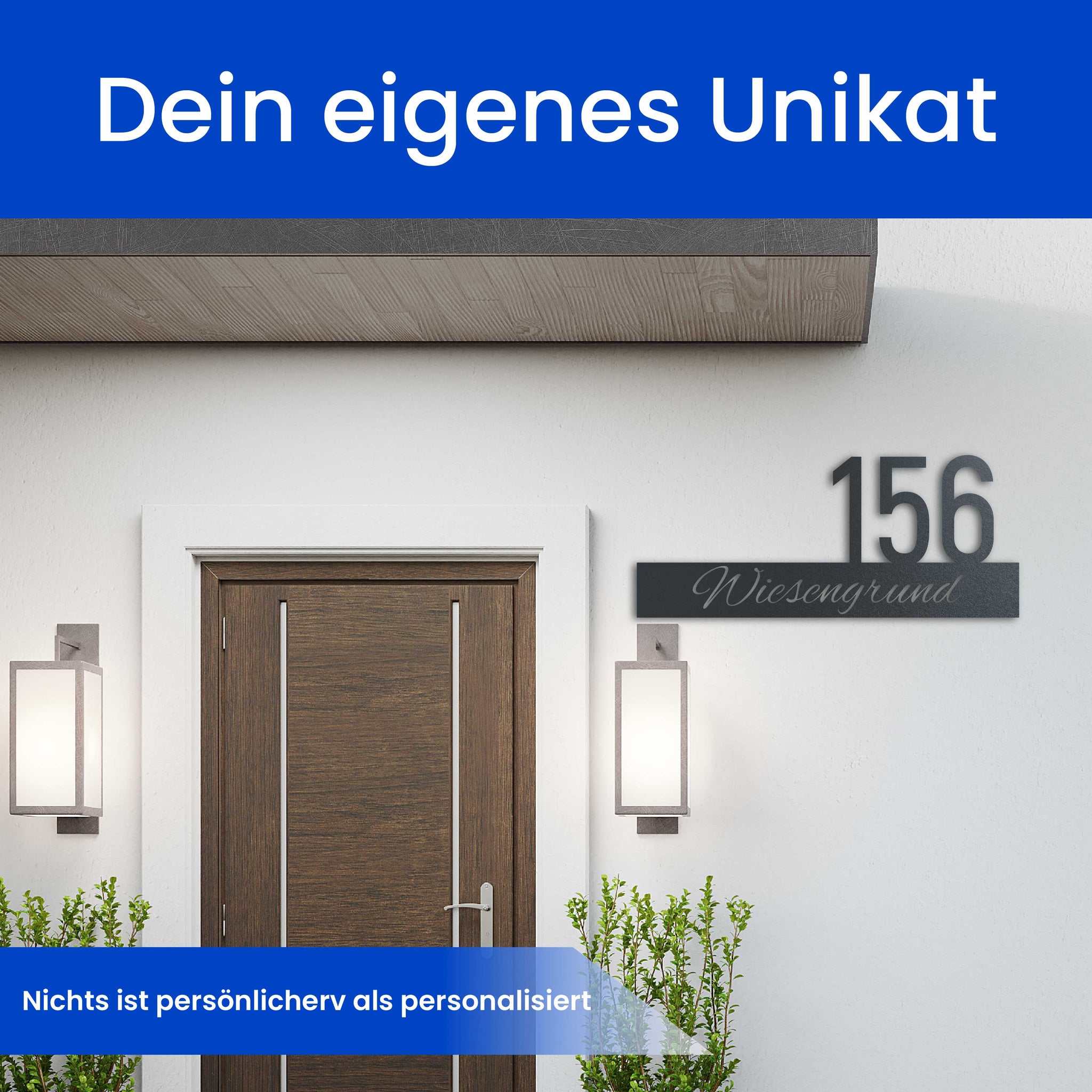 Geschwungener Name mit moderner Nummer