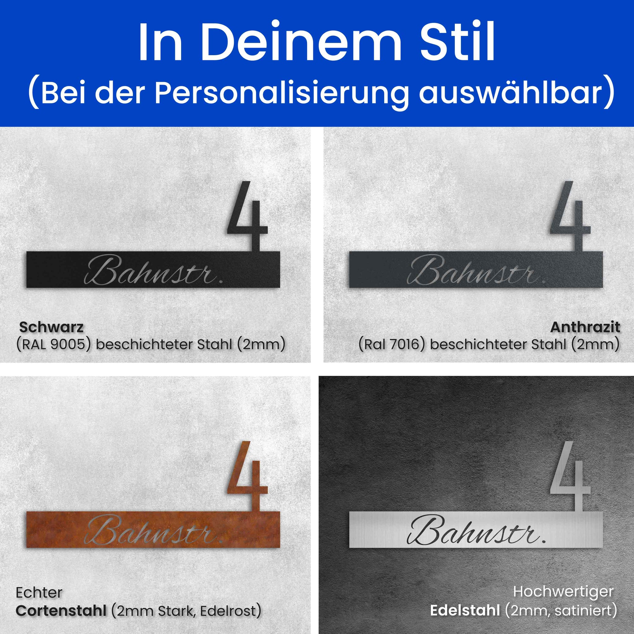Geschwungener Name mit moderner Nummer