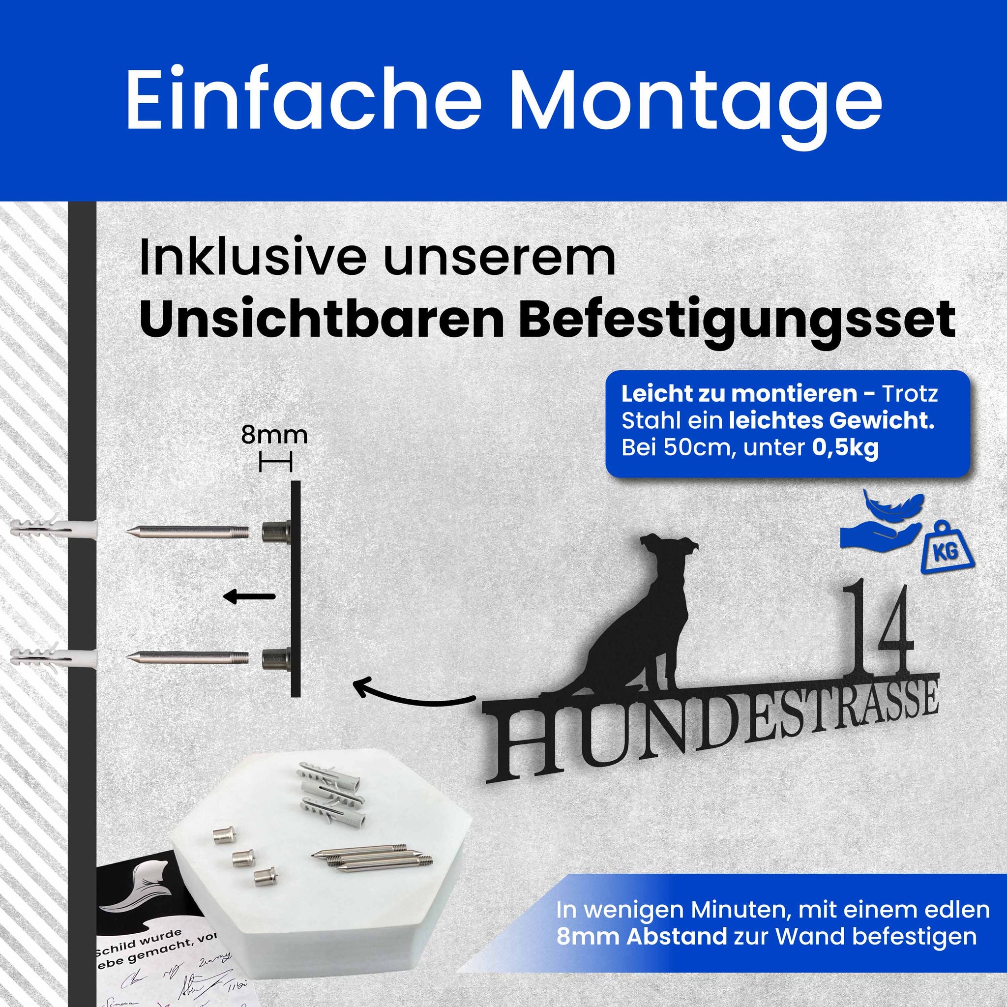 Straßenschild mit Hund