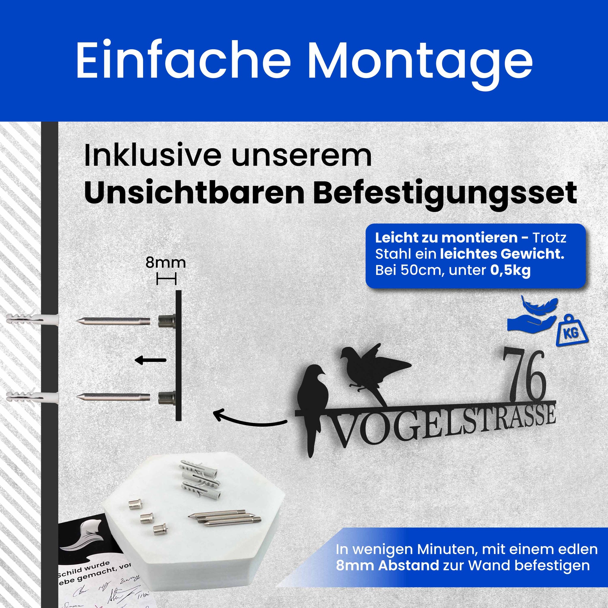 Straßenschild mit Vögeln