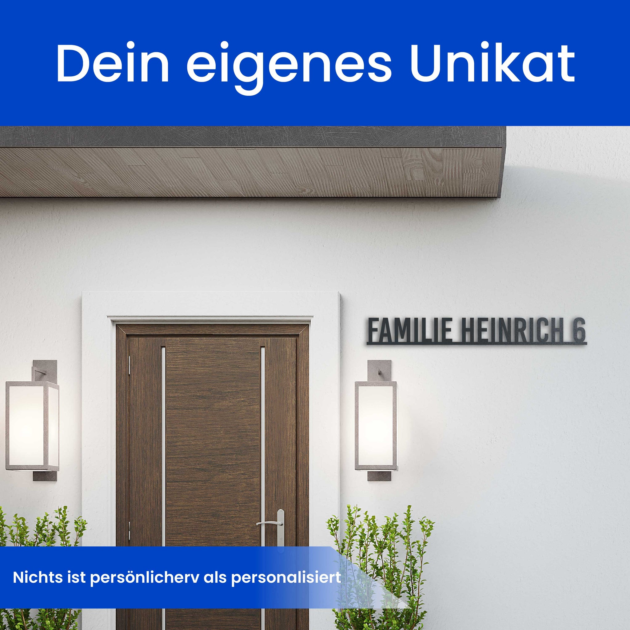 Straßenschild mit Hausnummer auf einer Linie