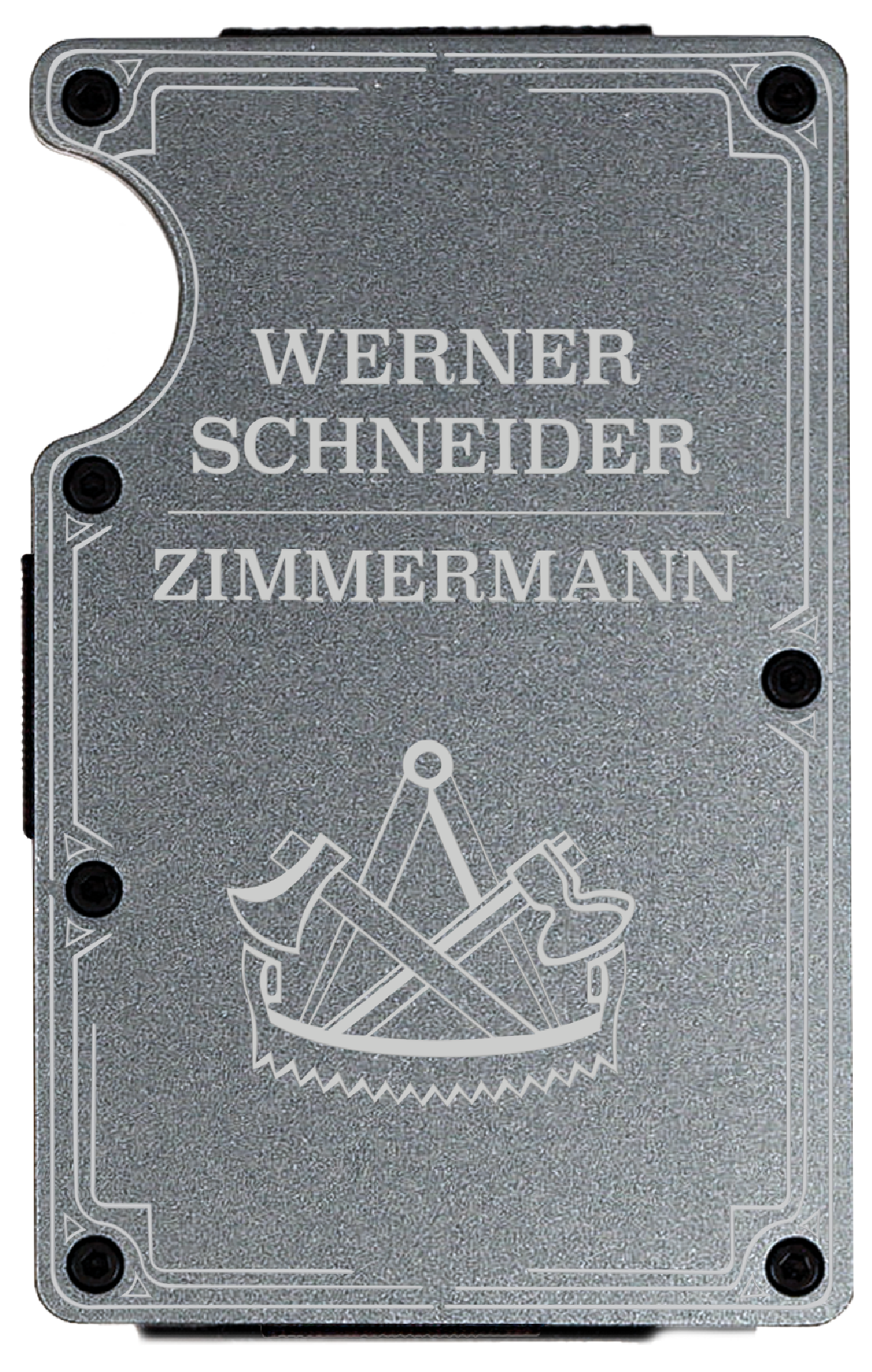 Passender RFID Kartenhalter mit Gravur (Grau)