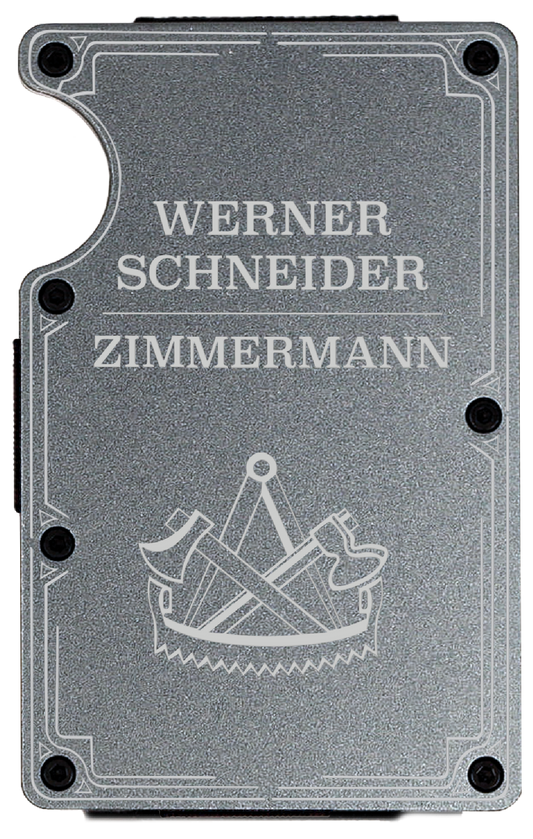 Passender RFID Kartenhalter mit Gravur (Grau)