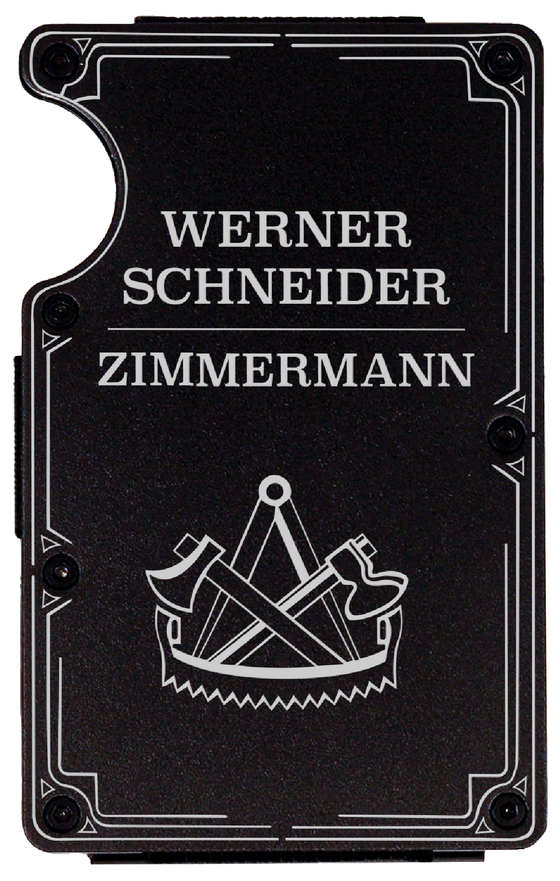 Passender RFID Kartenhalter mit Gravur (Schwarz)