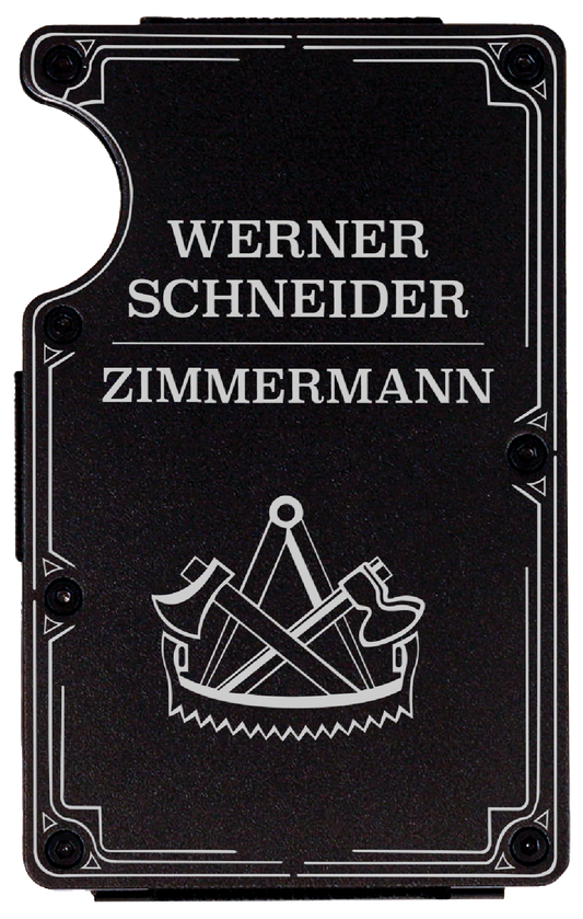 Passender RFID Kartenhalter mit Gravur (Schwarz)