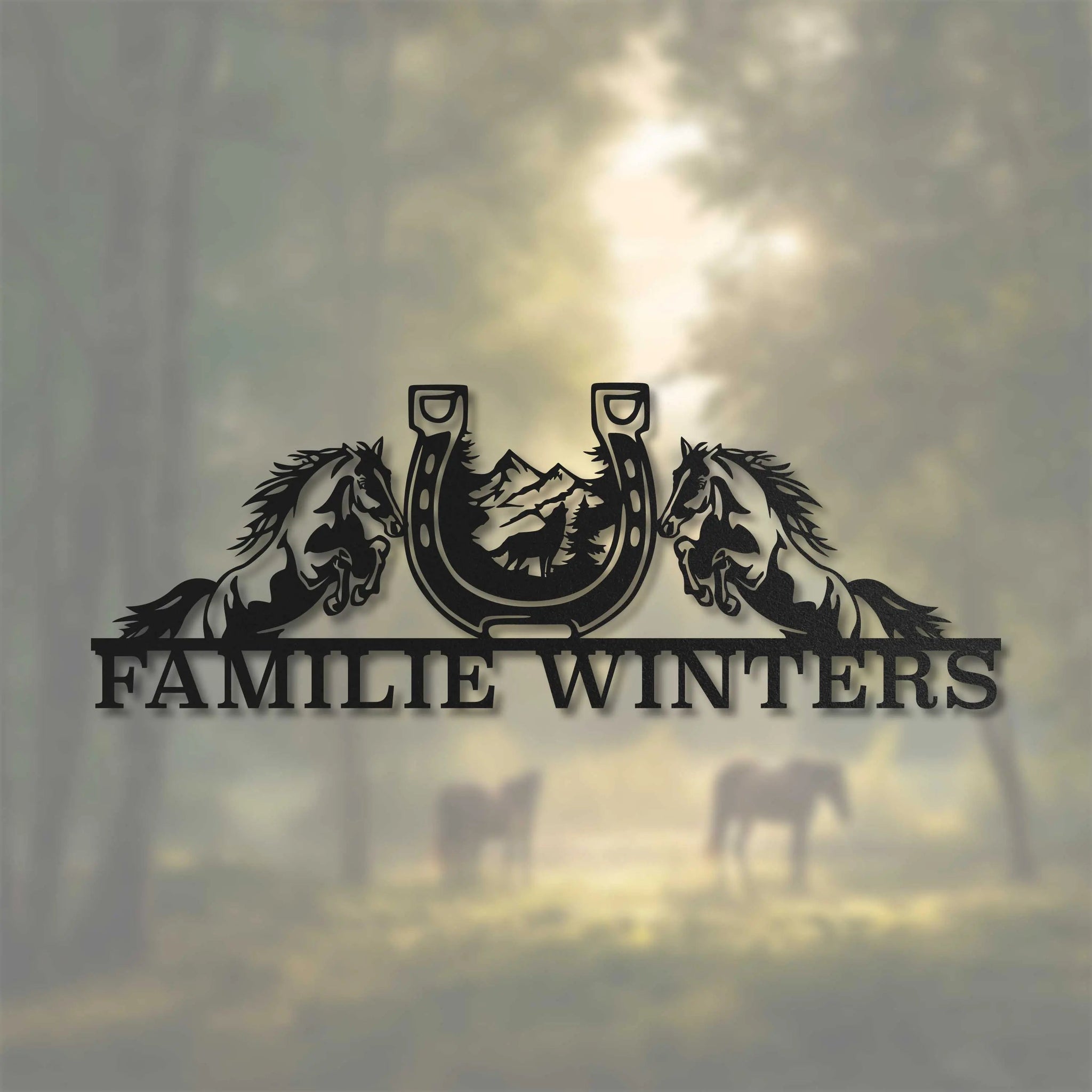 Familienname mit Pferden -  Pferde Schild