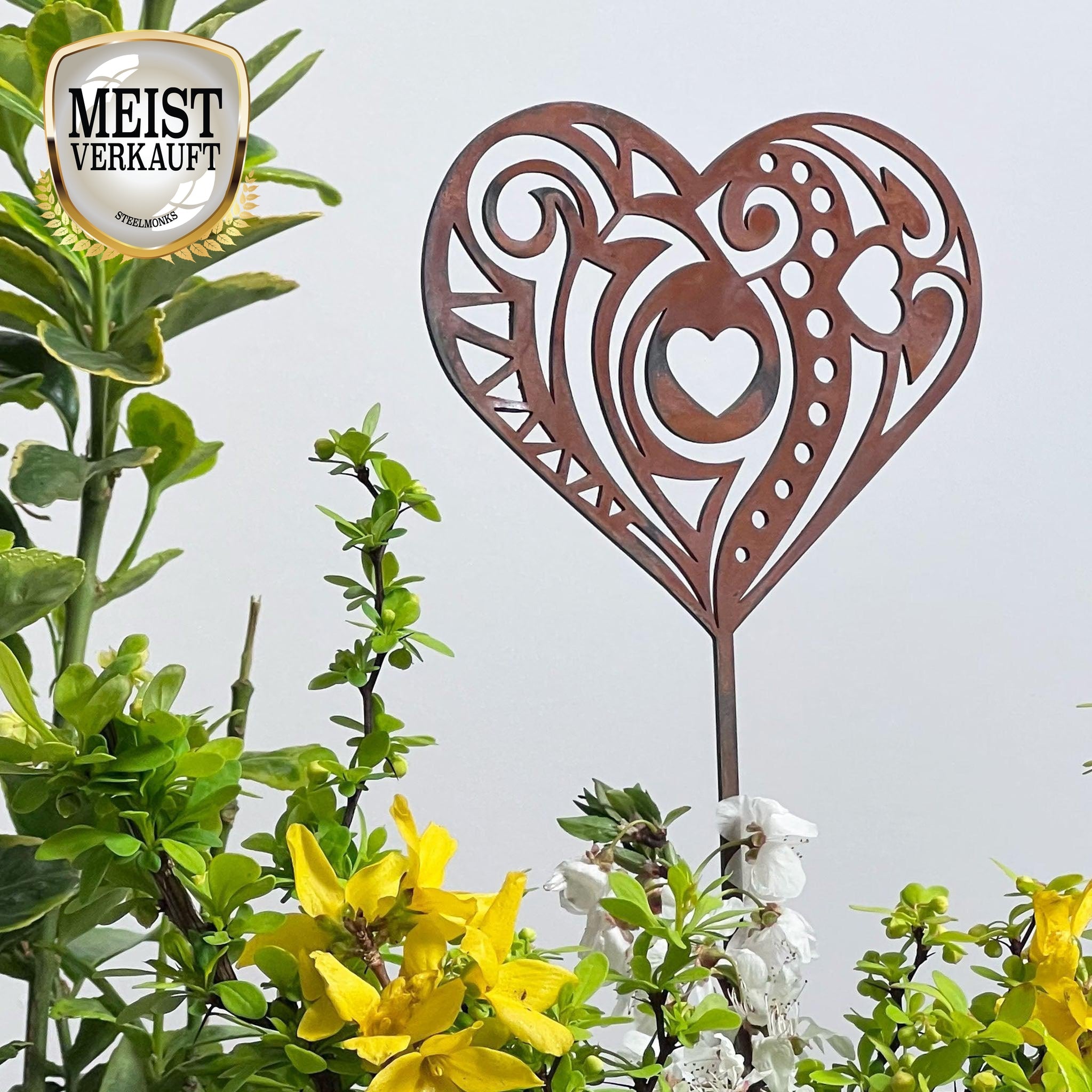 Steelmonks-Metallschild,Blumenherz. Blume Wanddekoration erhältlich in verschiednen Größen und Farben.
