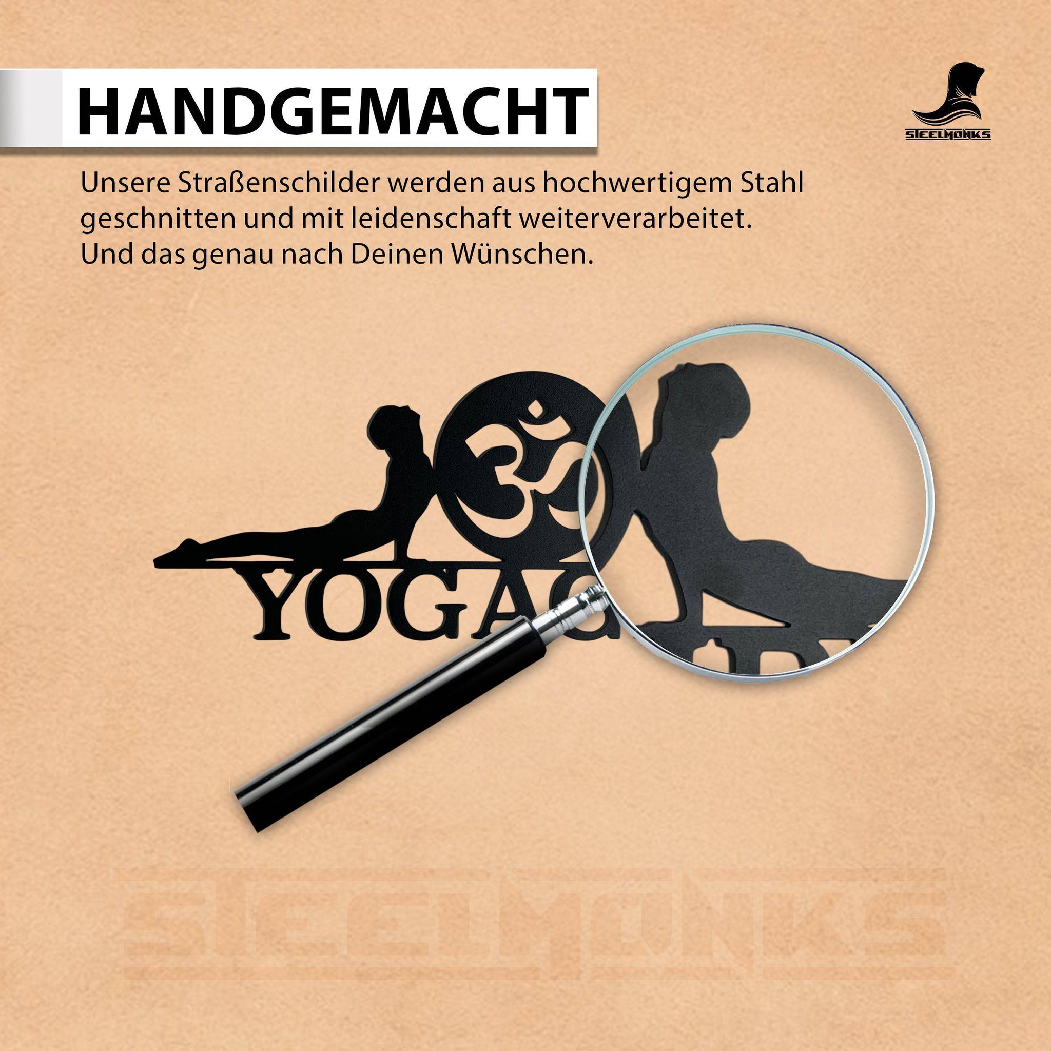 Steelmonks-Metallschild,Yogaschild. Sport- & Freizeitschild Wanddekoration erhältlich in verschiednen Größen und Farben.