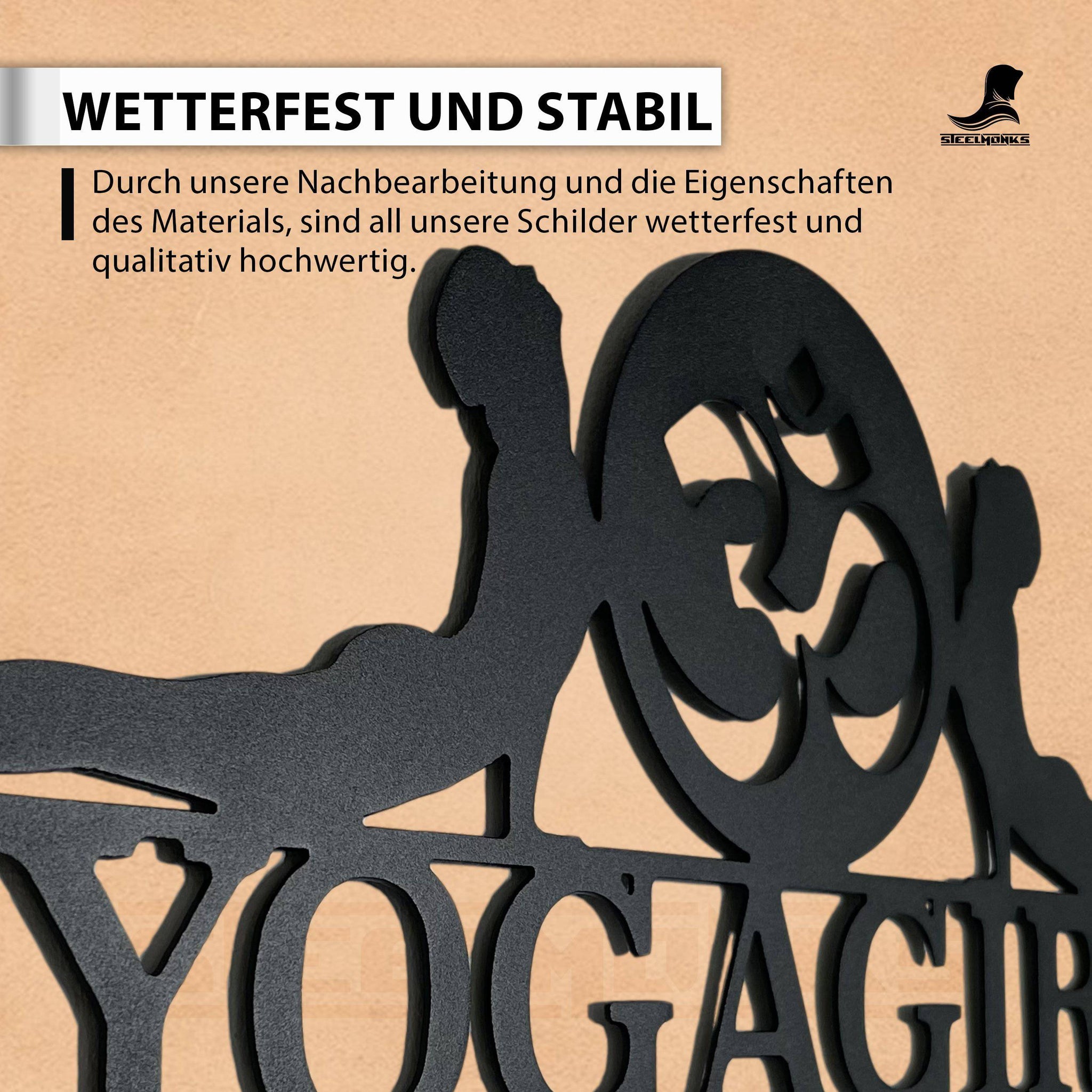 Steelmonks-Metallschild,Yogaschild. Sport- & Freizeitschild Wanddekoration erhältlich in verschiednen Größen und Farben.